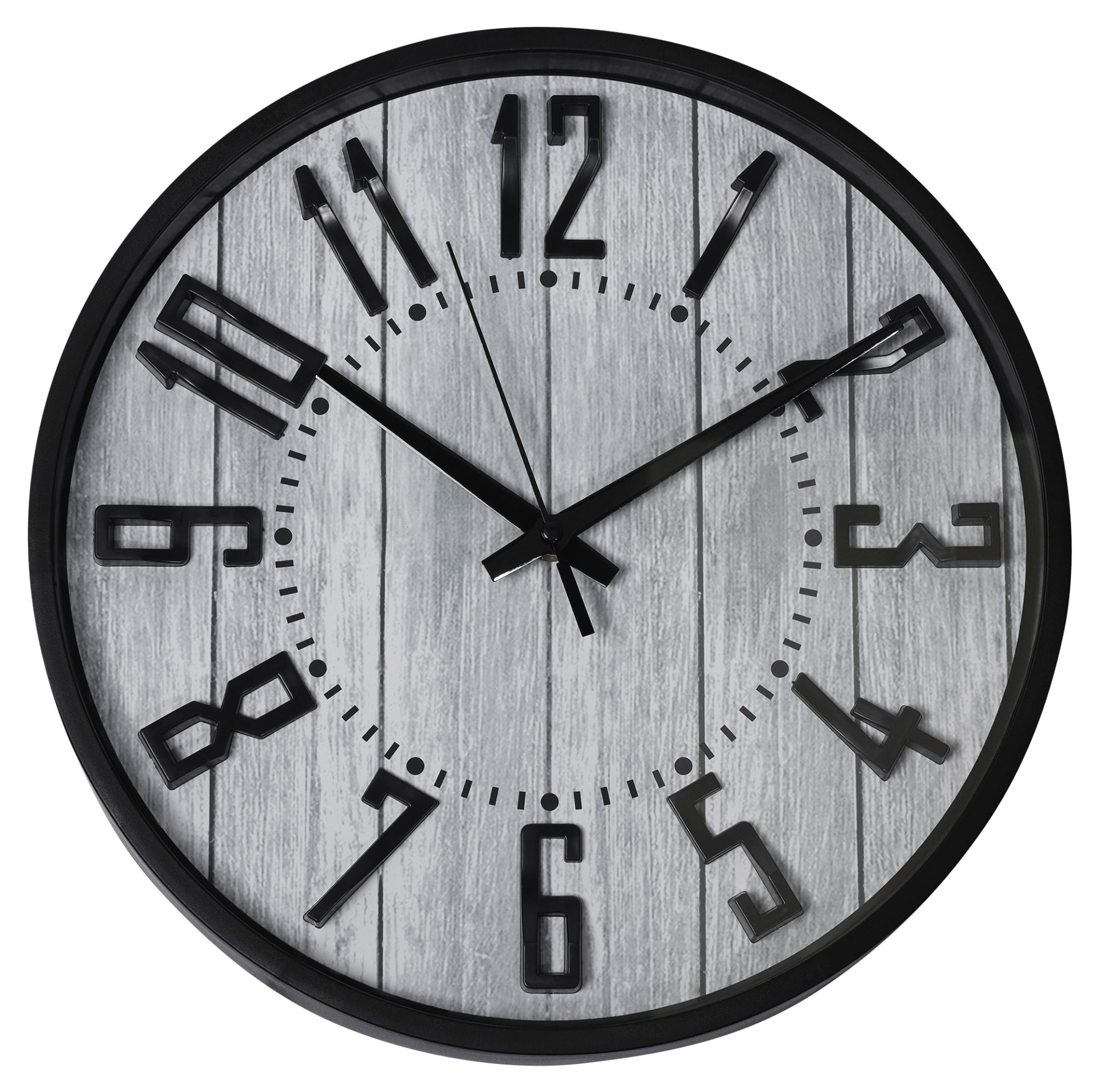 Hermann Jäckle Wanduhr 3205B – Schwarz Holzoptik Grau 30,5 cm Rustic Design