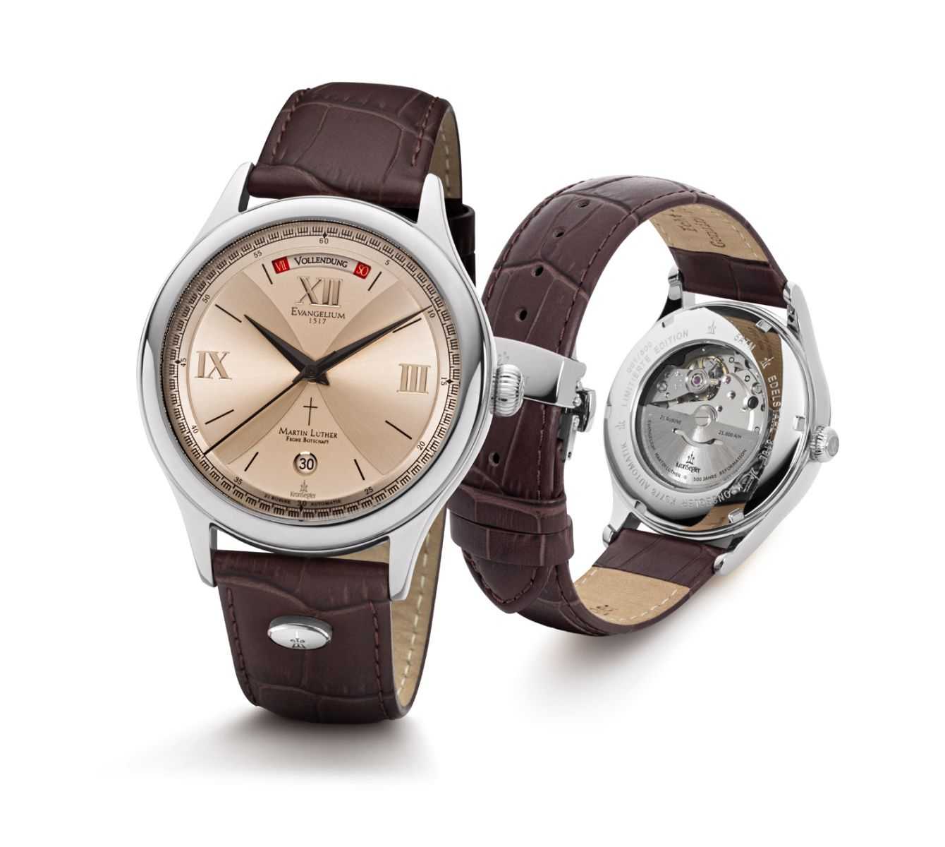 Kronsegler Martin Luther Evangelium Automatikuhr - Lederband - 40 mm