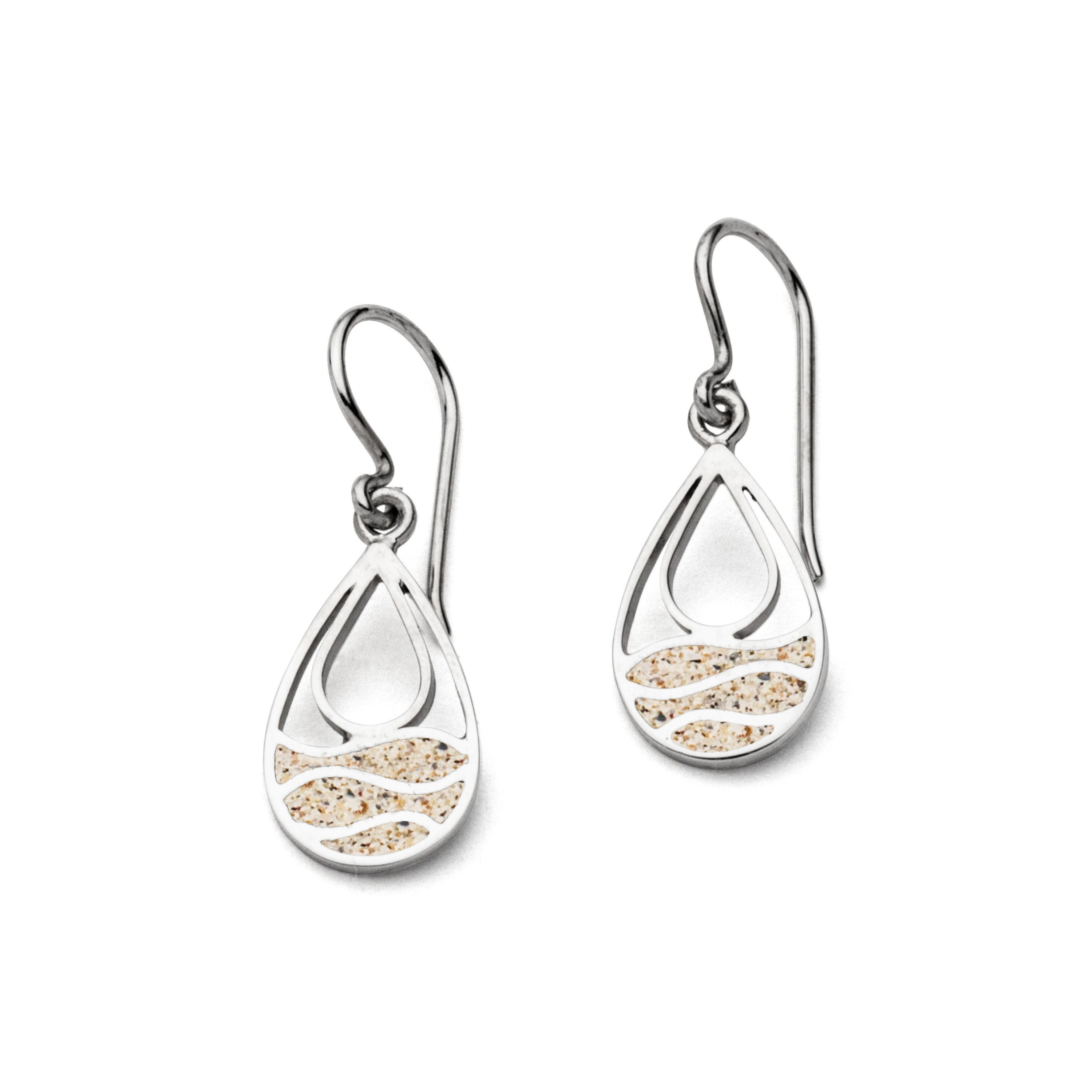 DUR Ohrringe O5732 „Strandwellen" Drop Strandsand Silber 11,7x33 mm