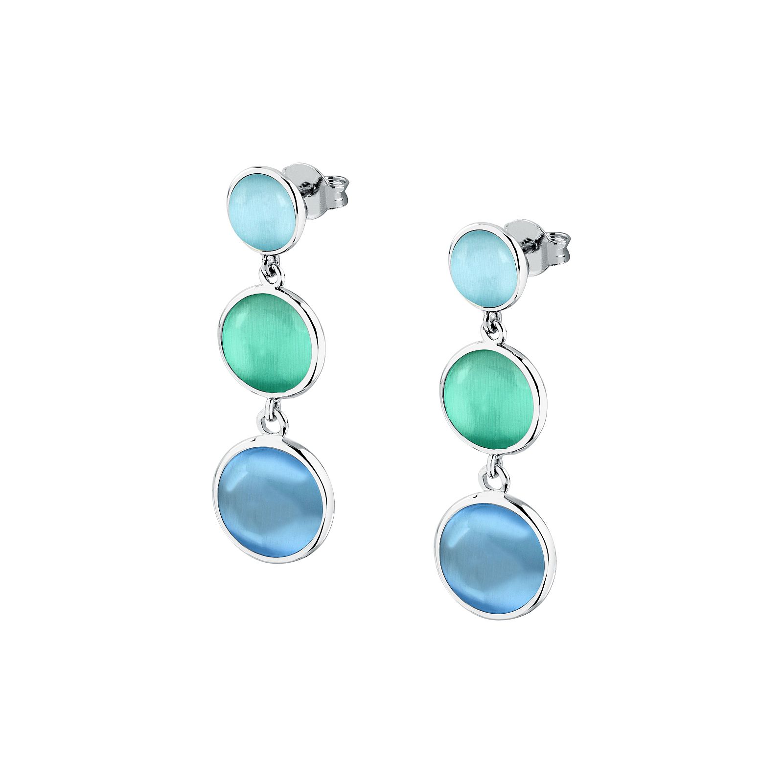 Morellato Venezia Ohrhänger SAZM08 – 925 Silber mit blauen Katzenaugensteinen 27 mm