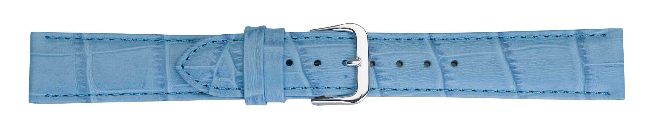 335 Eichmüller Lederband Uhrenarmband 12, 14, 16, 18, 20 oder 22 mm hellblau Aligator-Narbung Dornschliesse