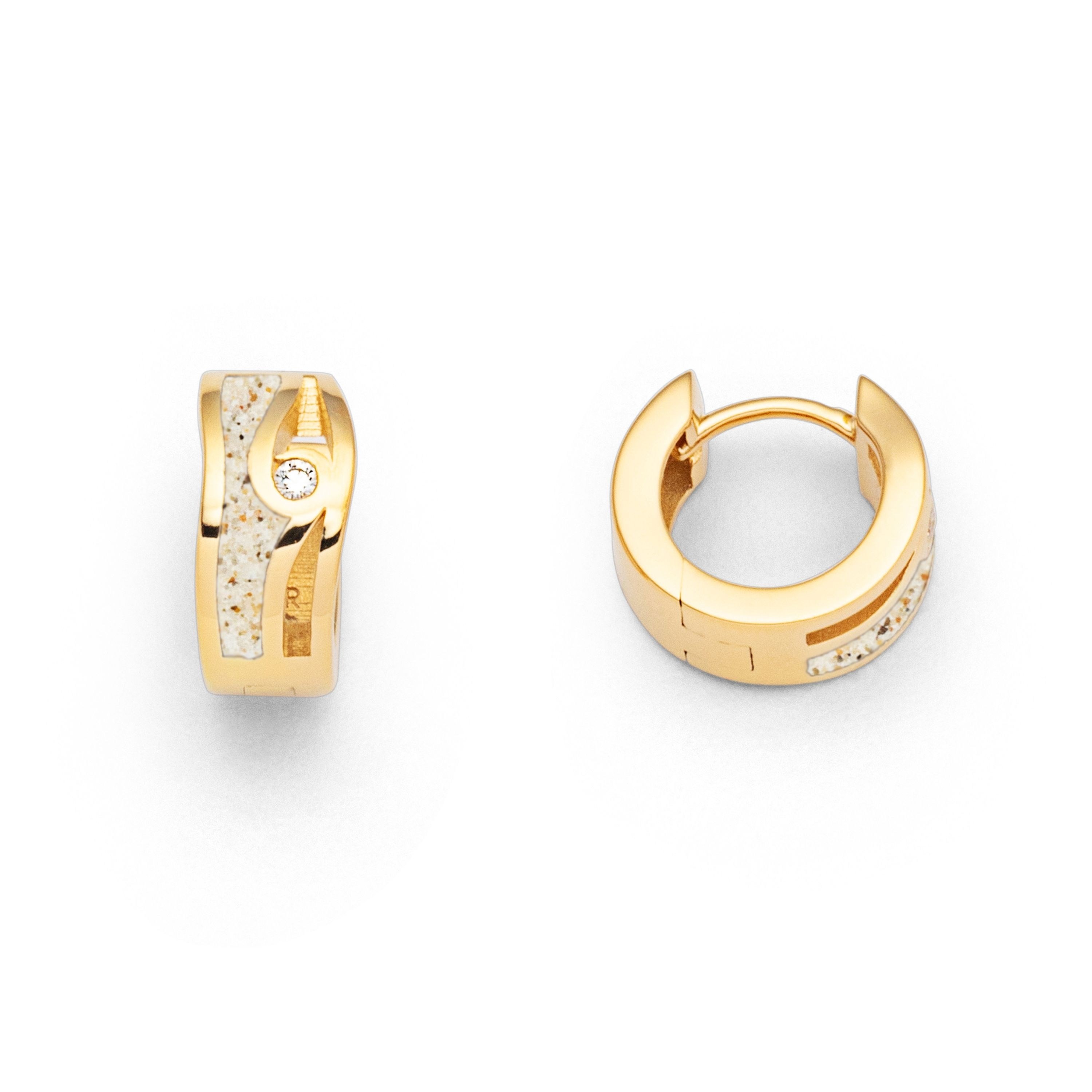 DUR Ohrringe Creolen O5670 „Maui" Vergoldet Strandsand Zirkonia 14 mm