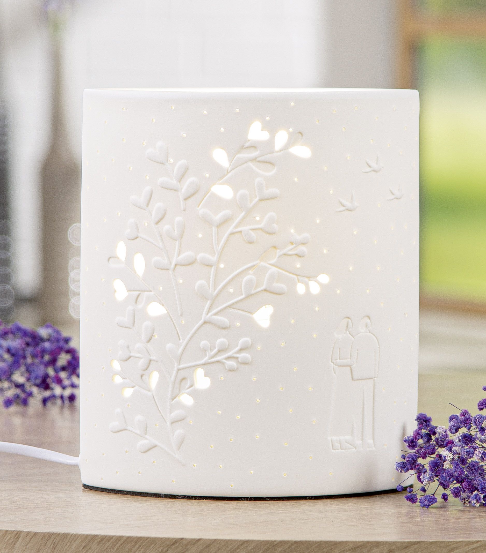 Gilde Tischleuchte "Moments" 60836 Porzellan Weiss 20 cm