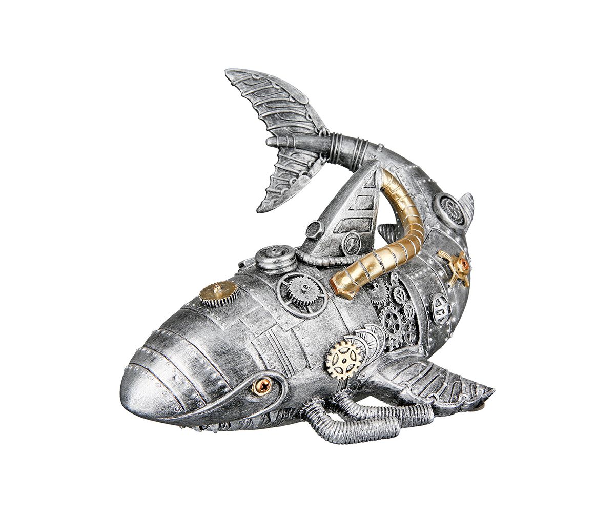 Gilde Dekoobjekt "Steampunk Shark" 37727 Hai Kunstharz - 23 cm