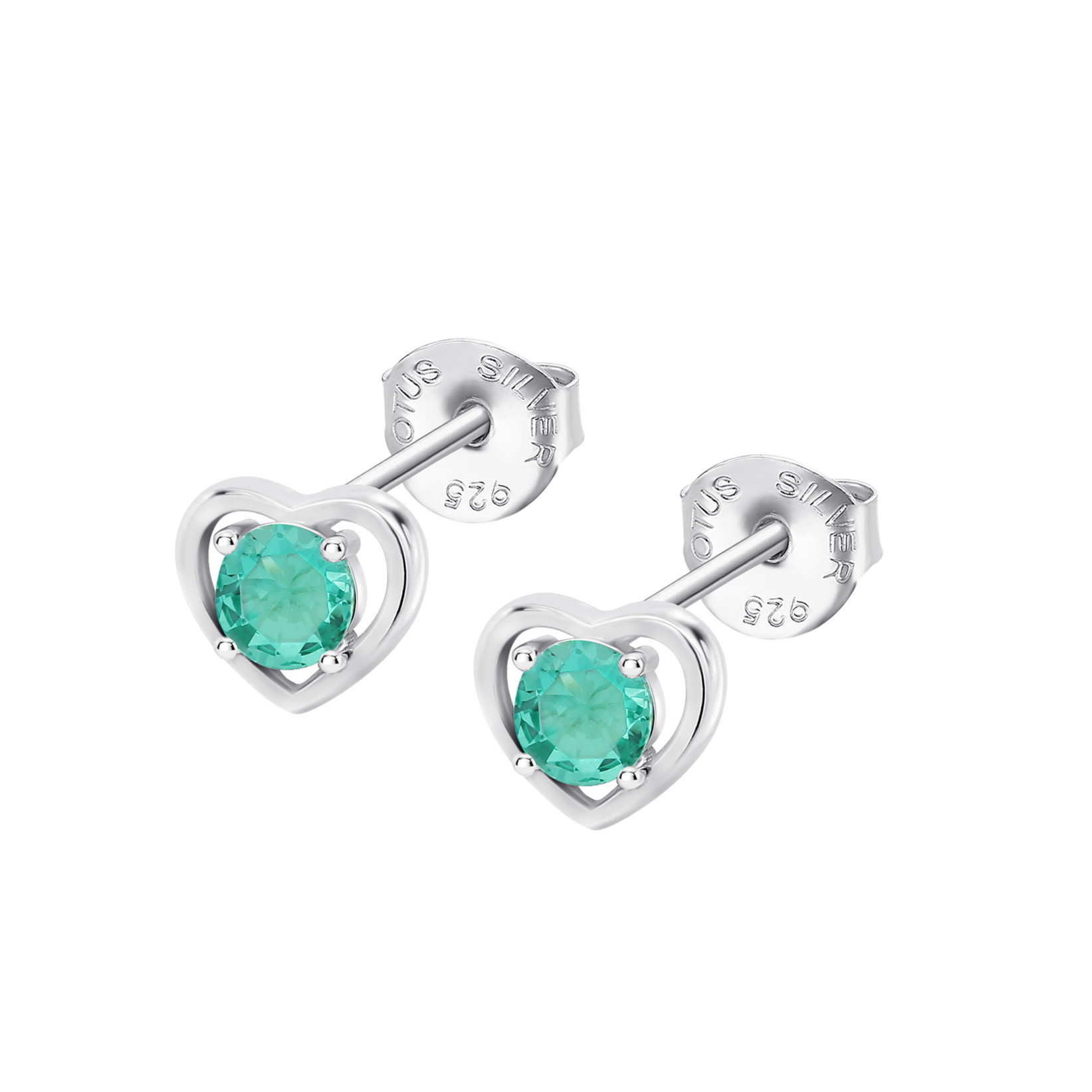 Lotus Silver Ohrstecker LP3092-4/5 Herz – 925 Silber Zirkonia aquamarin Damen 8,5 mm