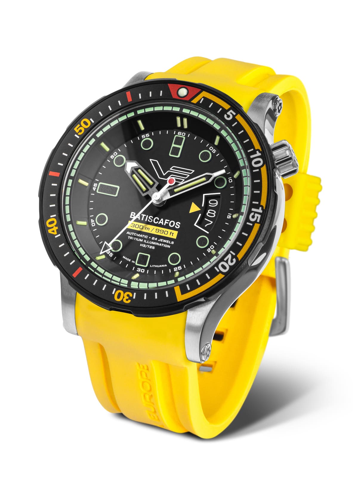 Vostok Europe Batiscafos Automatikuhr ​511E767-LSG Leder- & Silikonband 49,7 mm