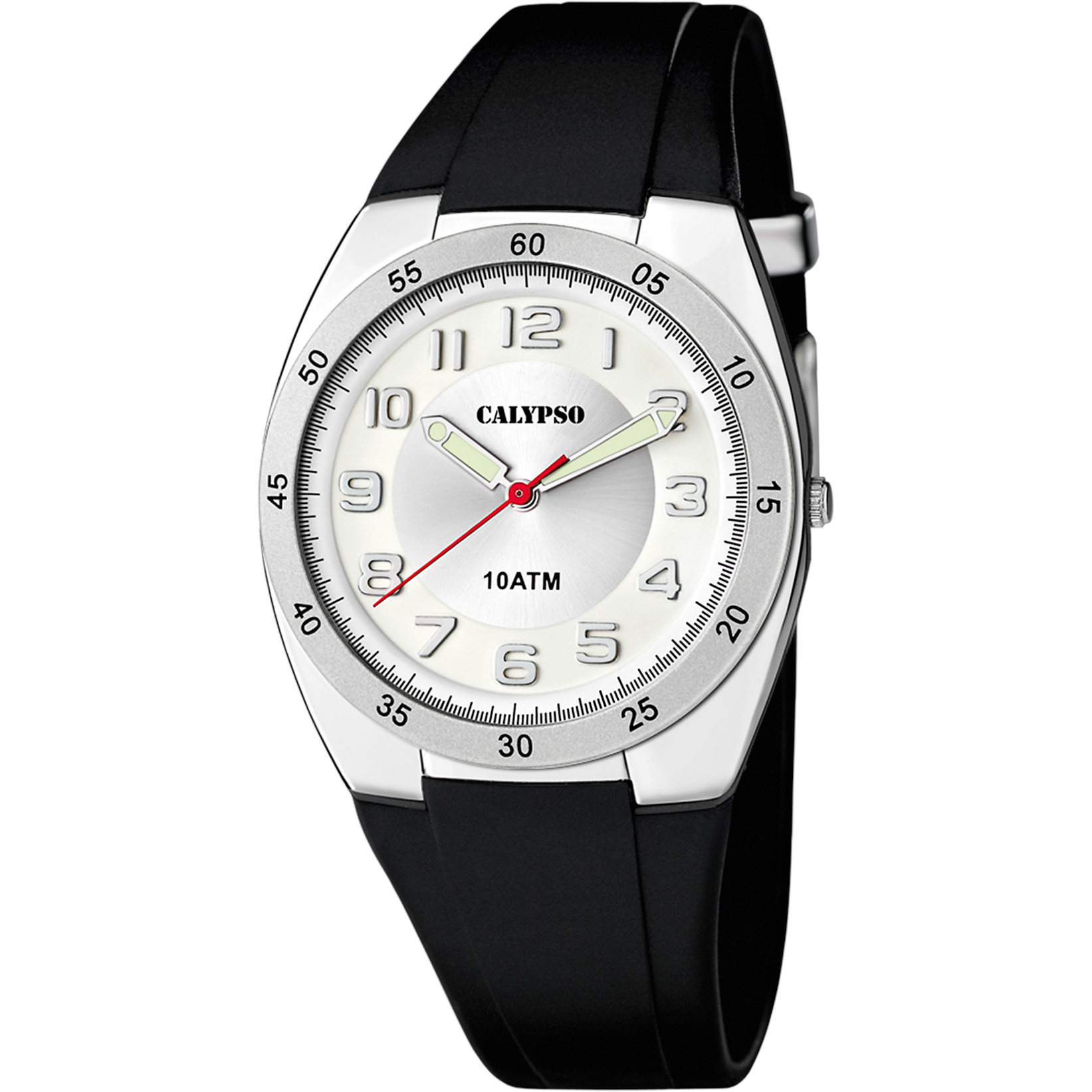 Calypso Herrenuhr K5753-4 Weiss Kunststoffband Schwarz 40 mm