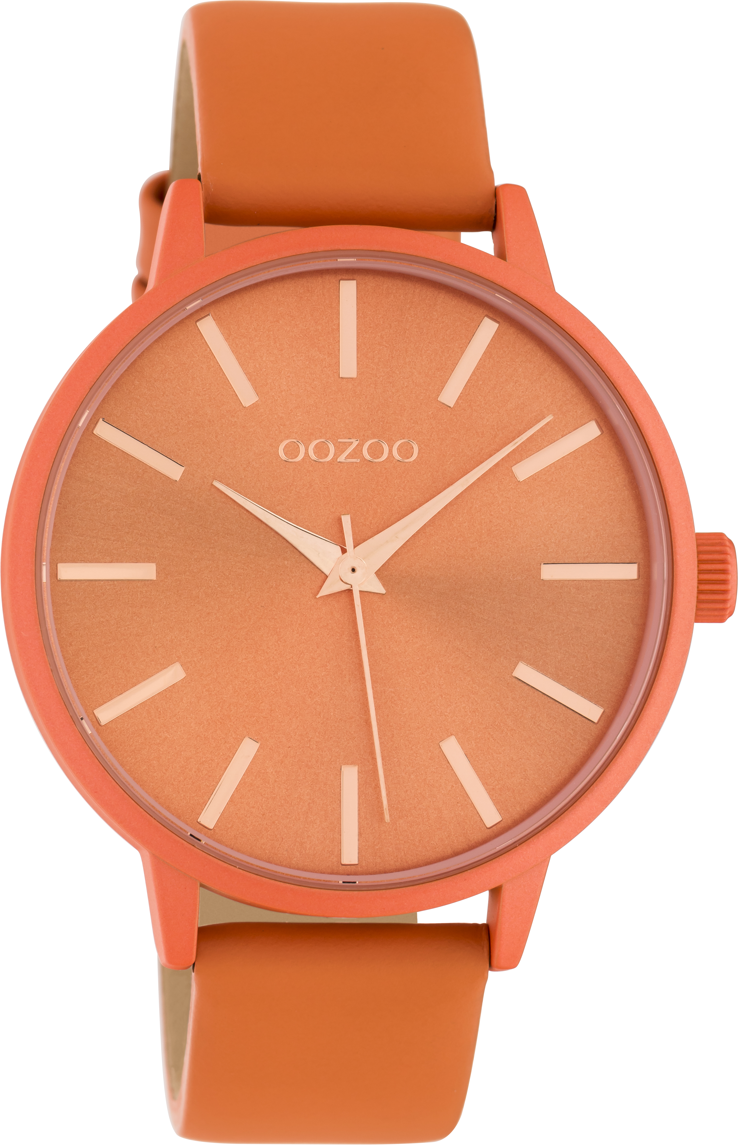 Oozoo Damenuhr C10614 Armbanduhr Orange Lederband 42 mm