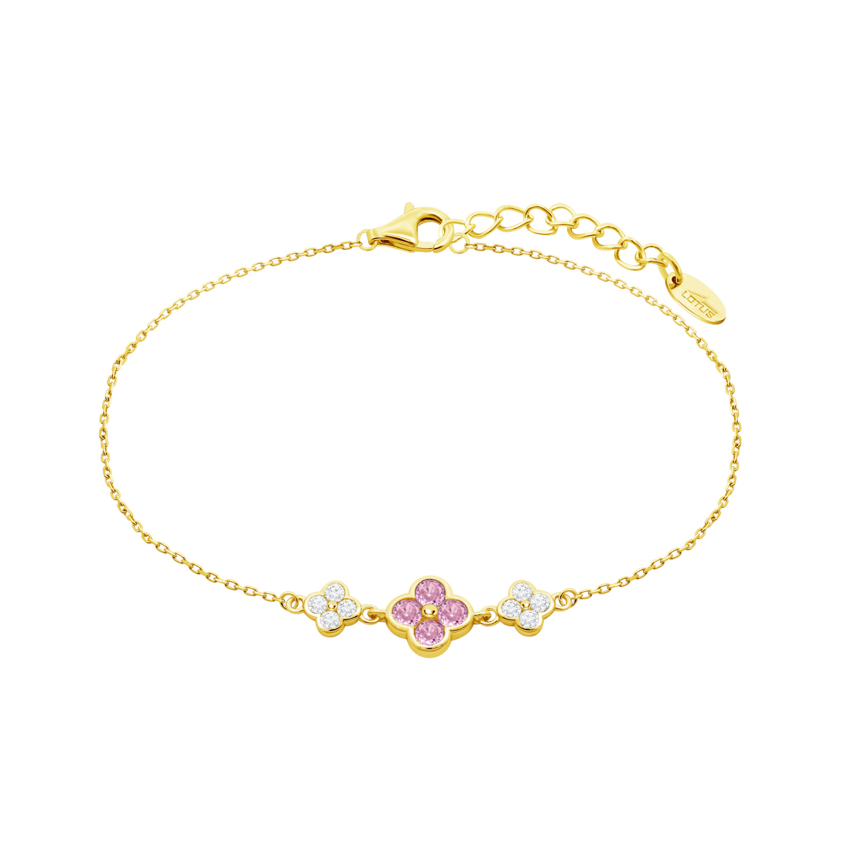Lotus Silver Armband LP3932-2/2 rosa & weiß – 925 Silber vergoldet Zirkonia Damen 16+3 cm