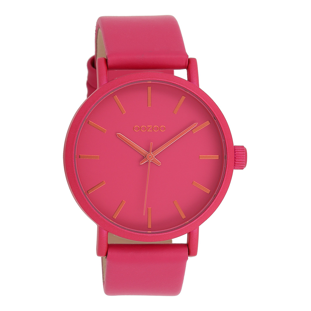 Oozoo Damenuhr C11178 Fuchsiafarben Lederband 42 mm