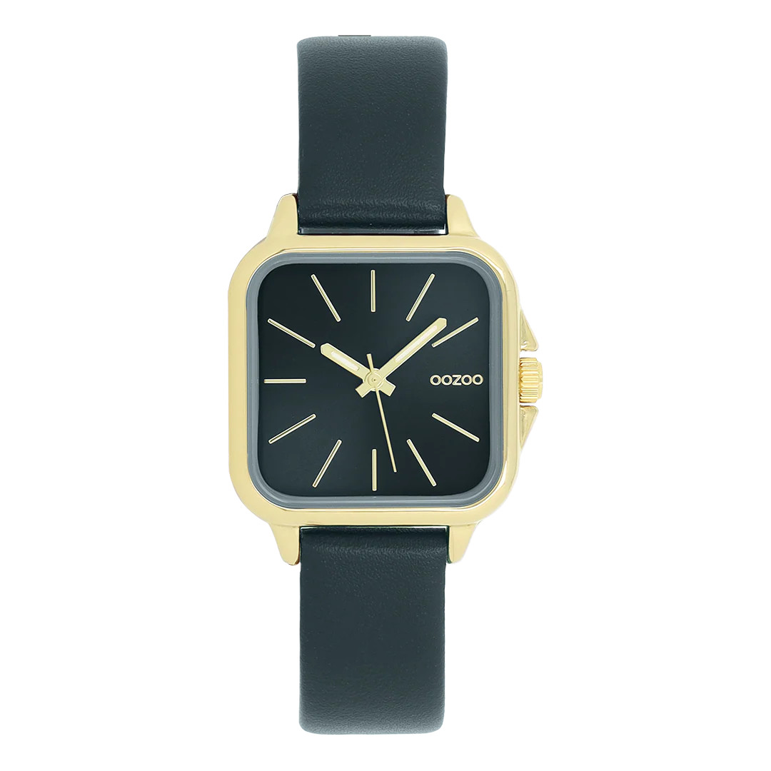 Oozoo Damenuhr C11614 IP-Gold Lederband Dunkelgrau 27x27 mm