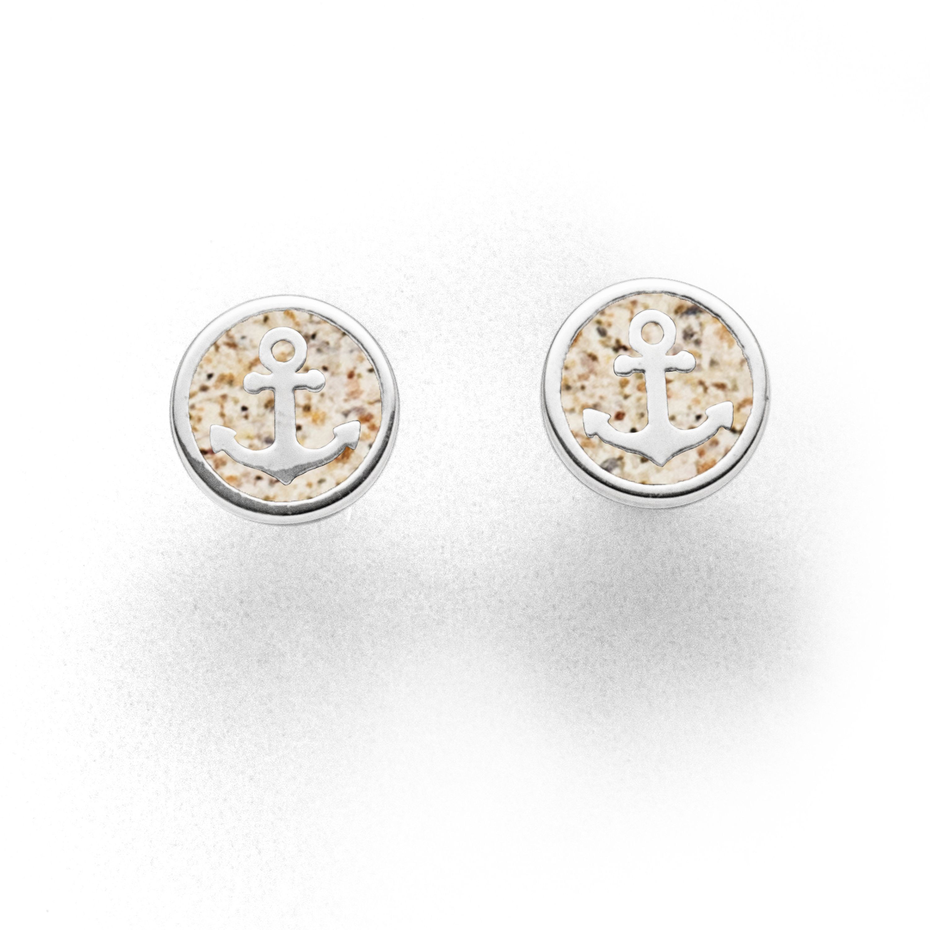 DUR Ohrringe Ohrstecker O5320 „Anker 2.0" Silber Strandsand 8 mm