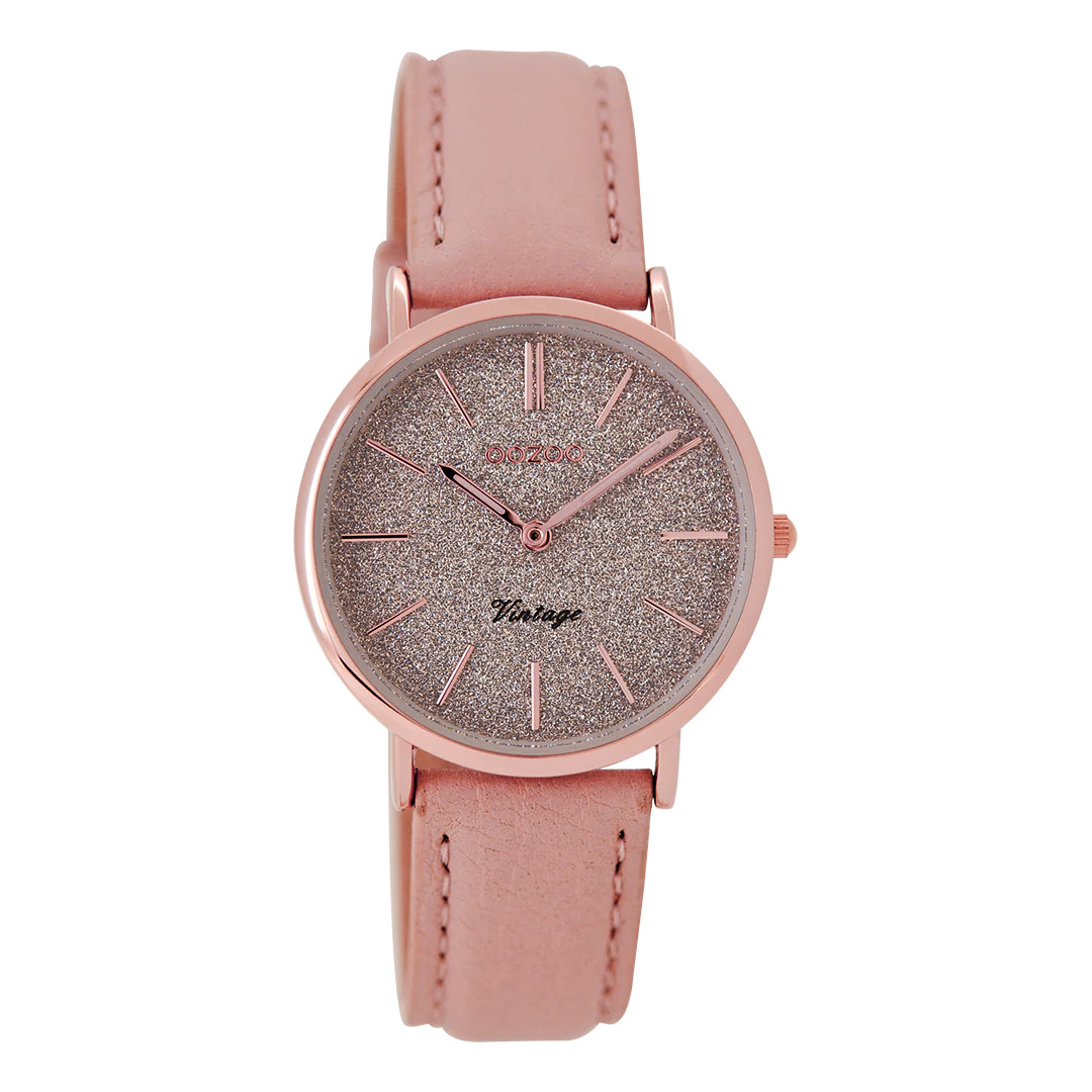 Oozoo Vintage Damenuhr C8832 IP-Rose Lederband Rosa 32 mm