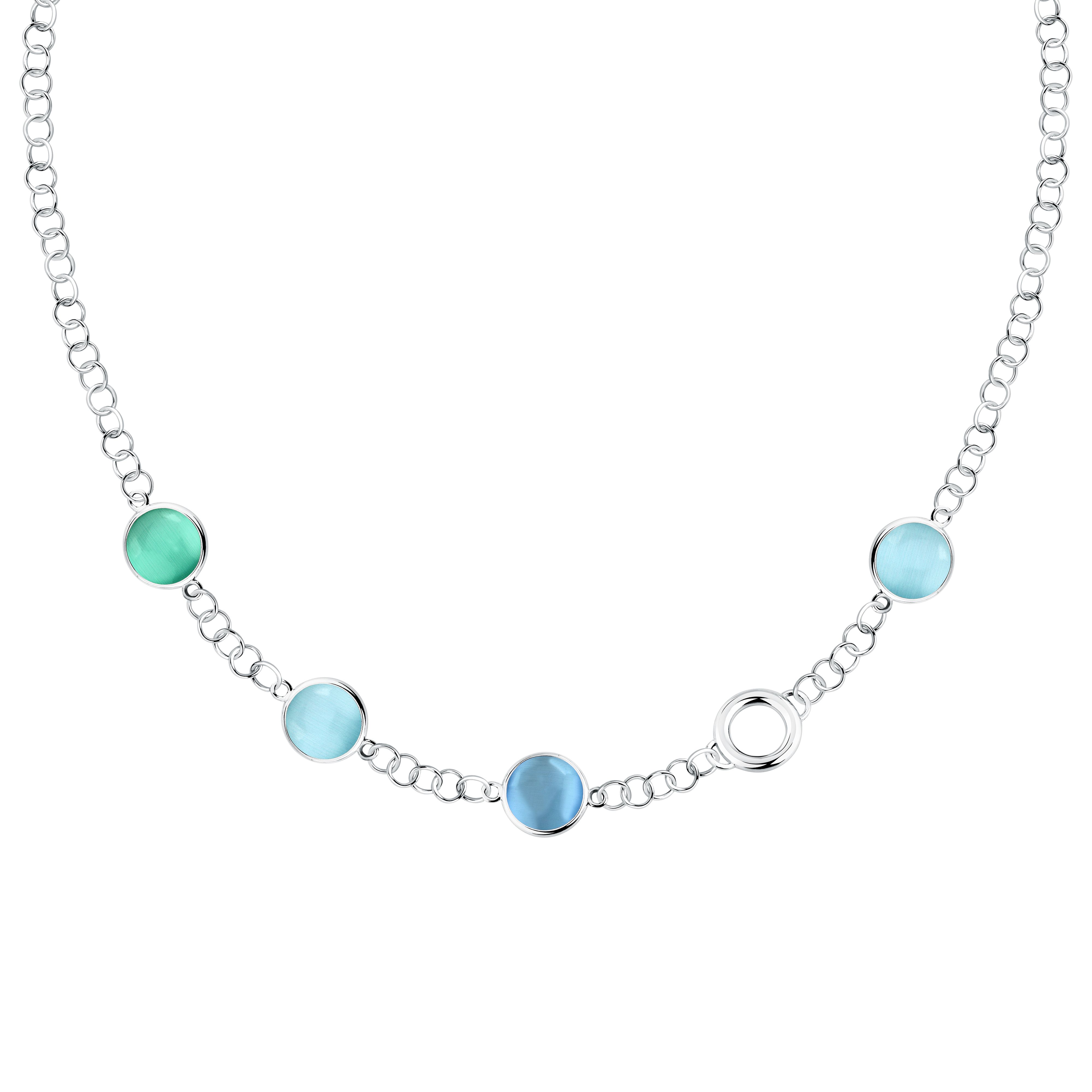 Morellato Venezia Halskette SAZM02 – 925 Silber mit blauen Katzenaugensteinen 45 cm