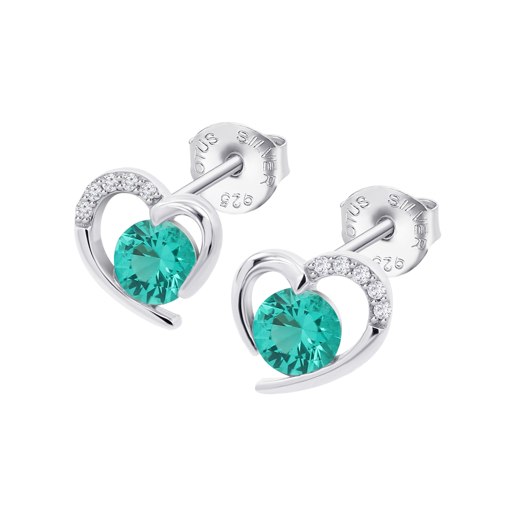 Lotus Silver Ohrstecker LP3106-4/5 Herz – 925 Silber Zirkonia grün Damen 9 mm
