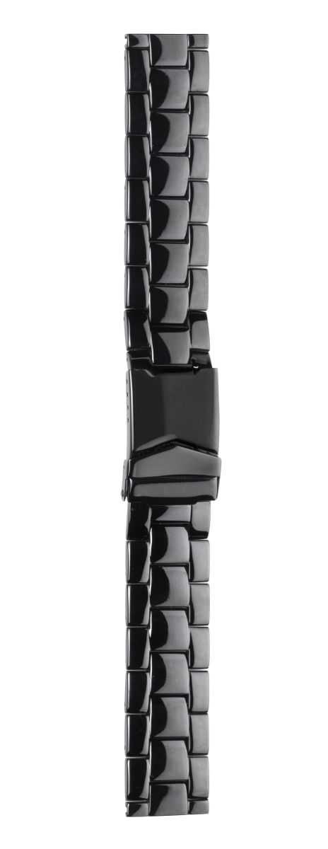 Eichmüller Edelstahl Uhrenarmband PVD-schwarz glänzend 20,22 oder 24 mm Sicherheits-Faltschliesse