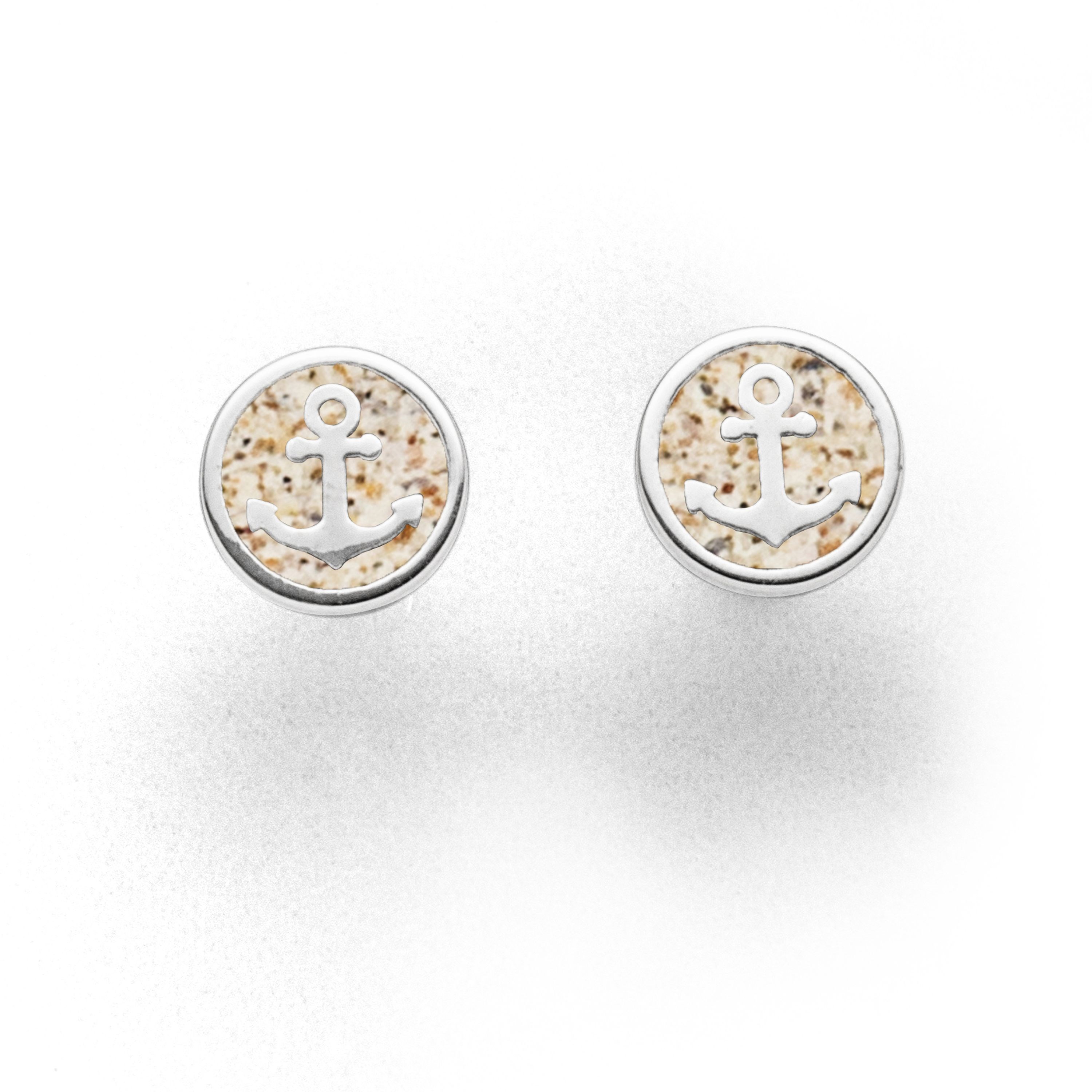 DUR Ohrringe Ohrstecker O5320 „Anker 2.0" Silber Strandsand 8 mm