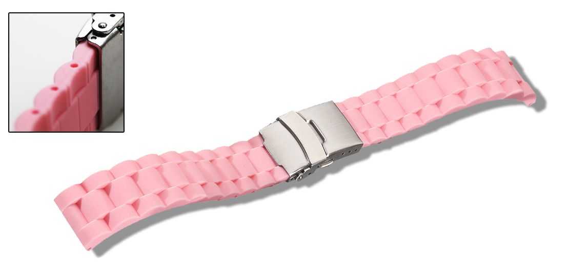 Eichmüller Silikonband Uhrenarmband 18,20 oder 22 mm rosa Faltschliesse
