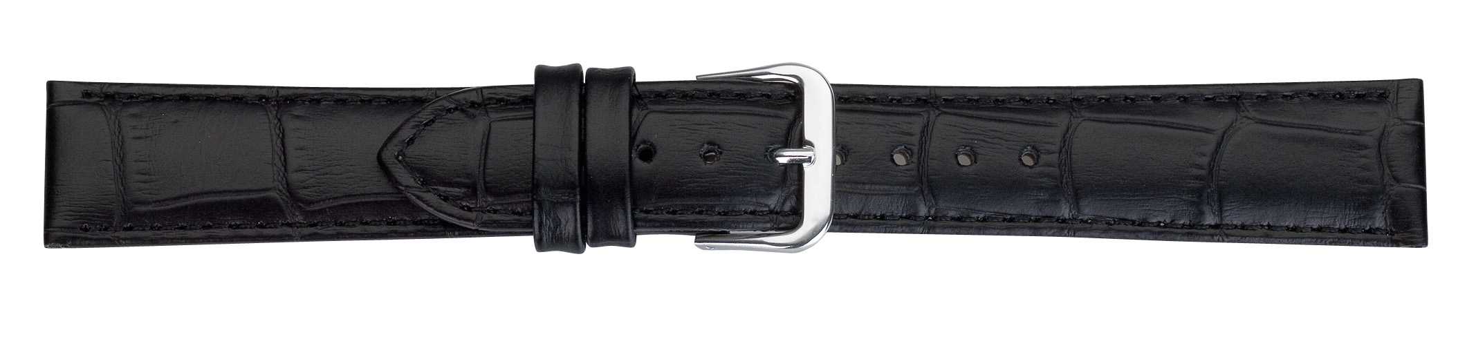Eichmüller 332 Lederband Uhrenband 12,14,16,18,20 oder 22 mm schwarz Alligator-Prägung