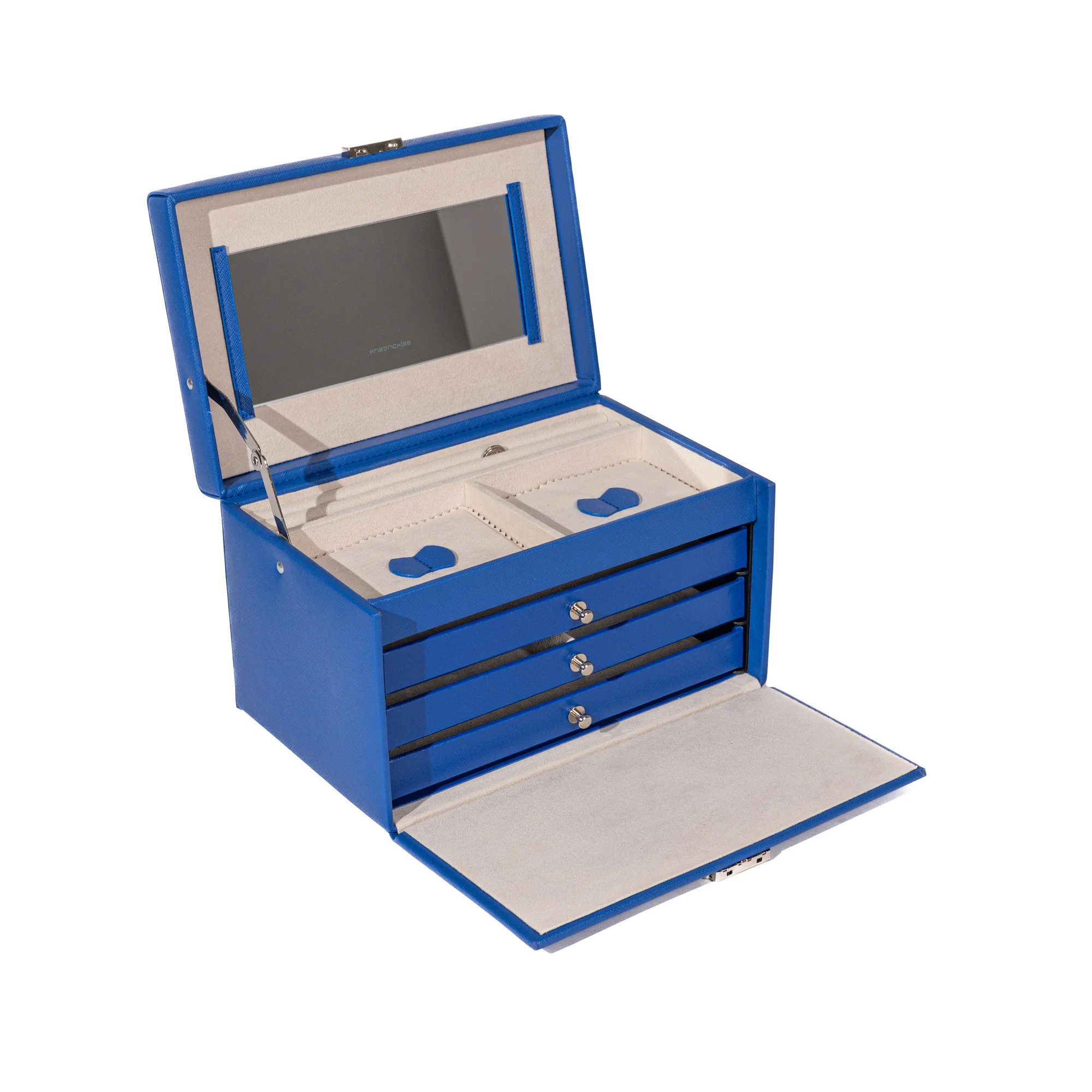 Friedrich23 23256-50 Jolie 2.0 Schmuckkoffer Kreuznarben-Optik Blau 