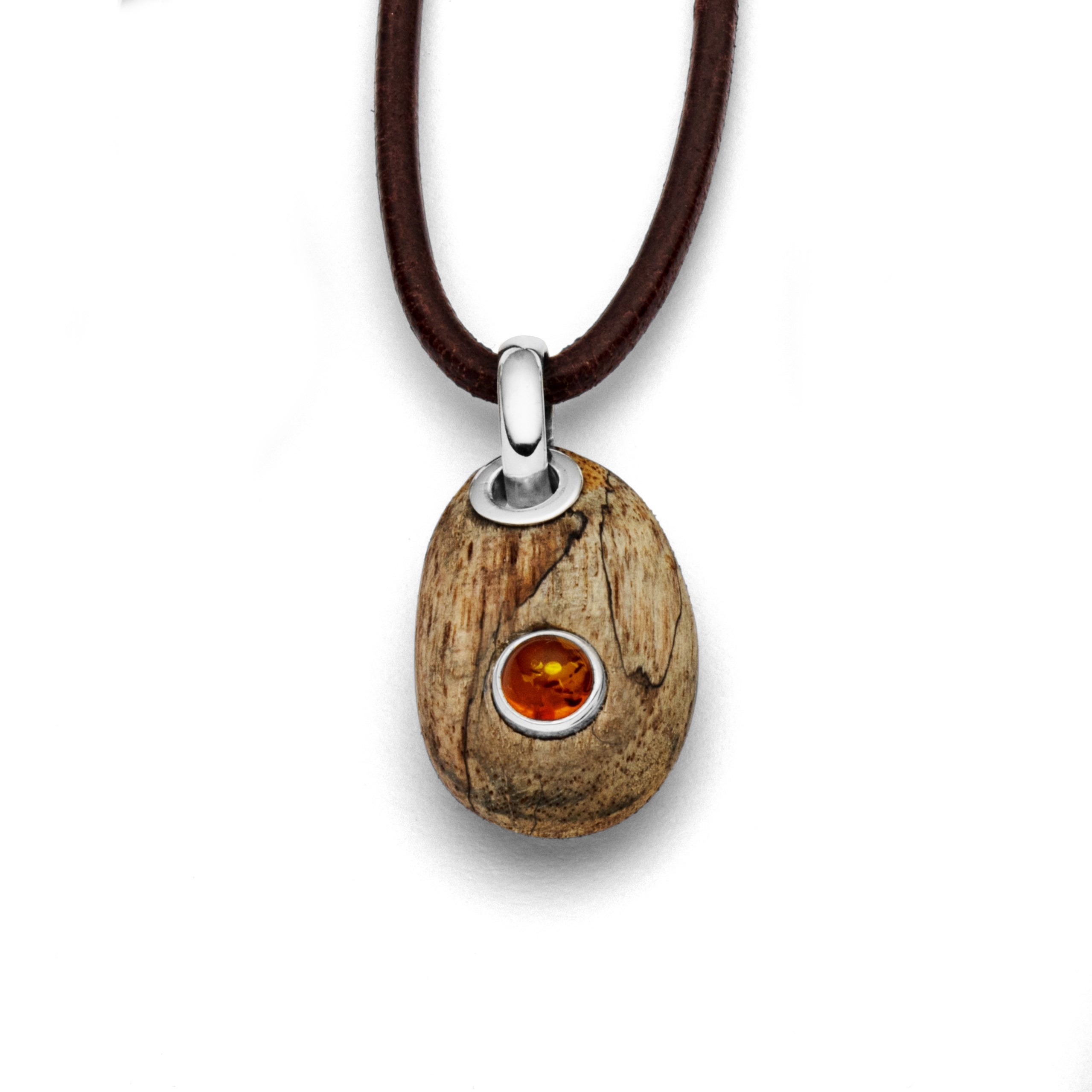 DUR Anhänger P3129 „Holzkiesel mit Bernstein" 925er Silber 18x36 mm DUR Anhänger P3129 „Holzkiesel mit Bernstein" 925er Silber 18x36 mm