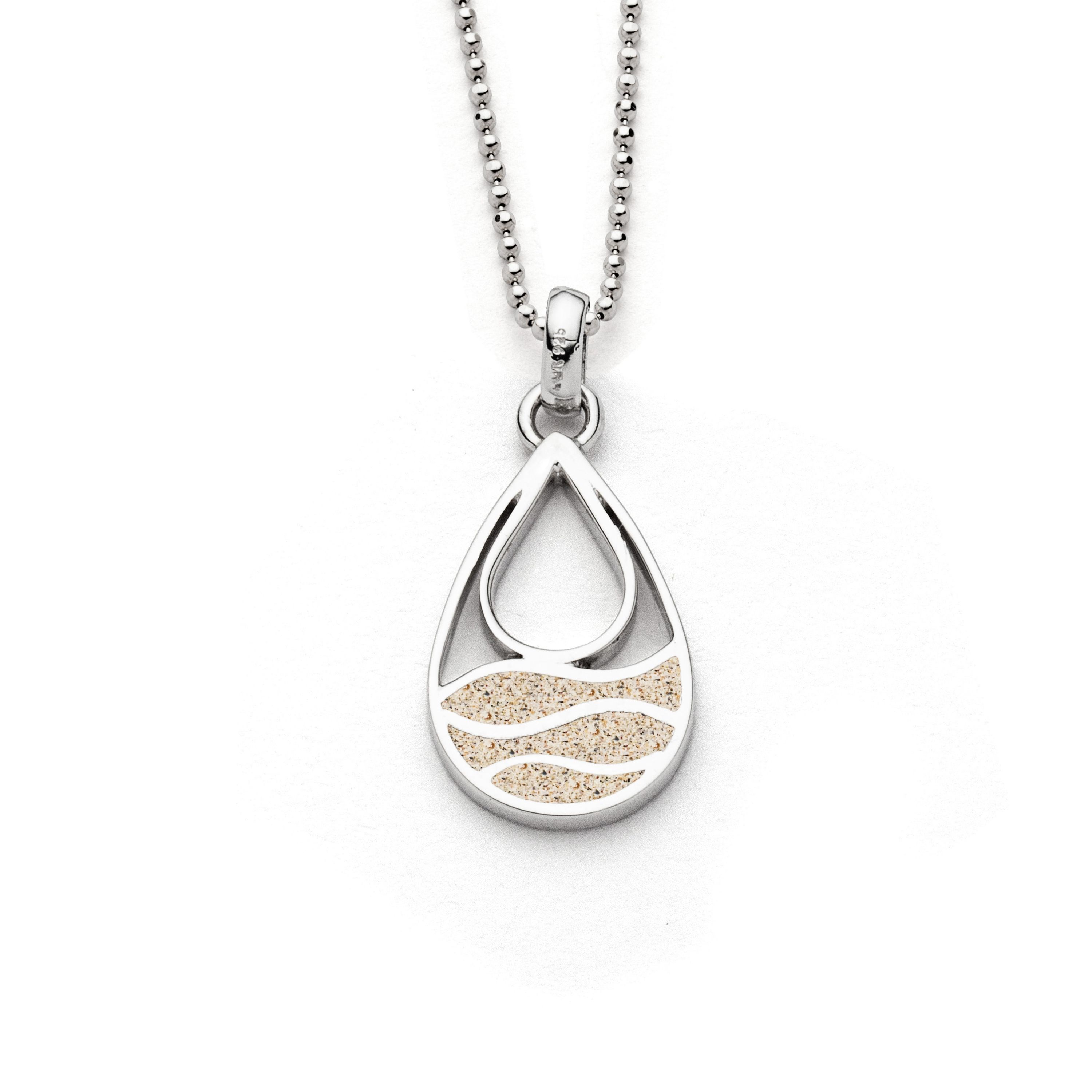 DUR Halskette K3040 „Strandwellen“ Drop Silber Strandsand 45 mm