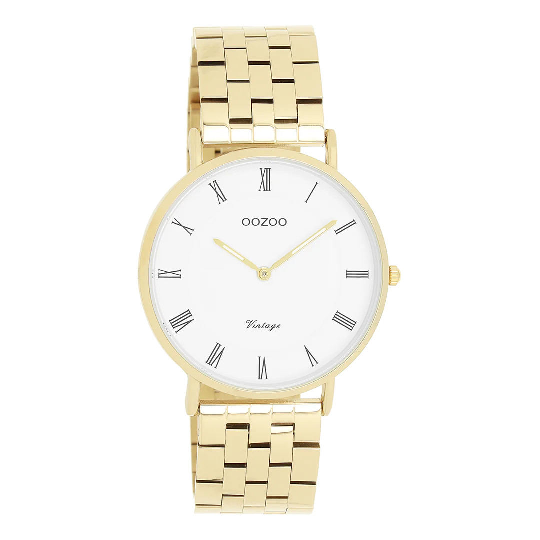 Oozoo Vintage Damenuhr C20369 IP-Gold Weiss Edelstahlband 36 mm