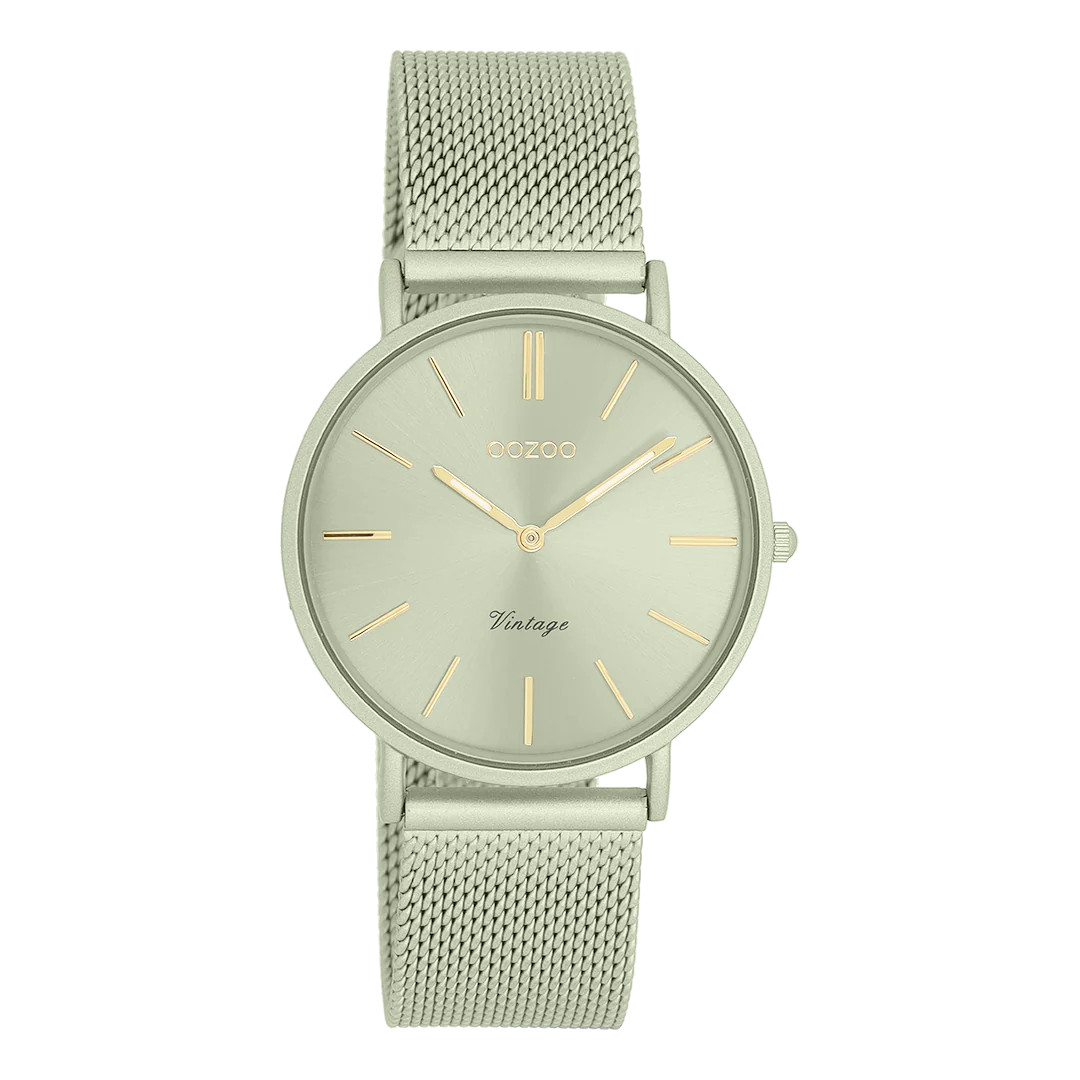 Oozoo Vintage Damenuhr C20447 Salbeigrün Milanaiseband 36 mm