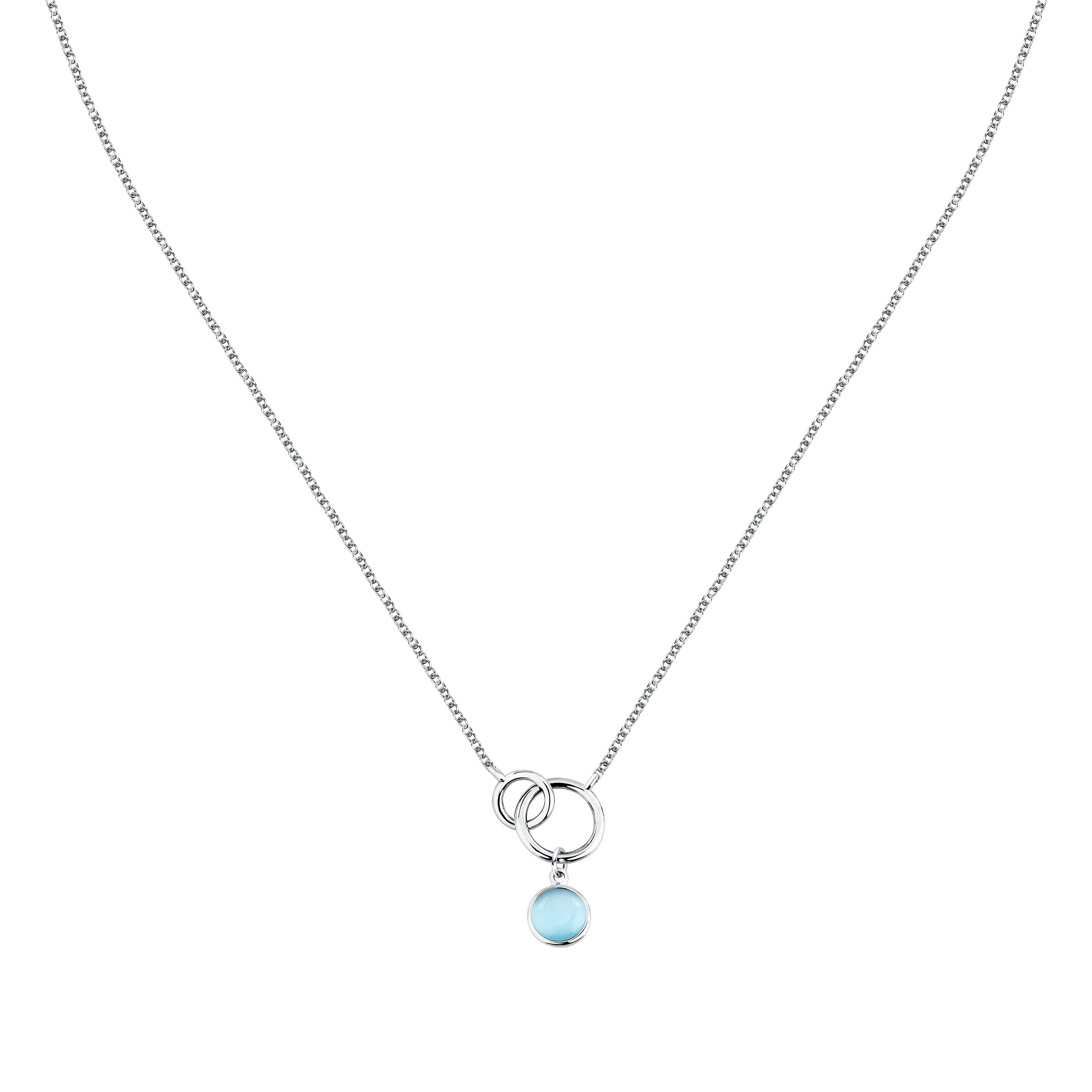 Morellato Venezia Halskette SAZM03 – 925 Silber mit blauem Katzenaugenstein 45 cm