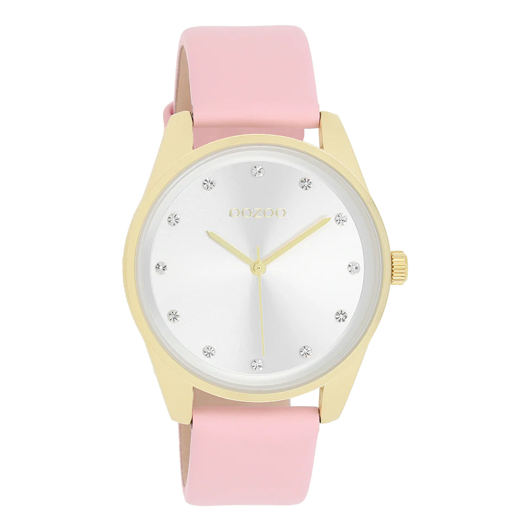 Oozoo Damenuhr C11045 IP-Gold Lederband Rosa 38 mm