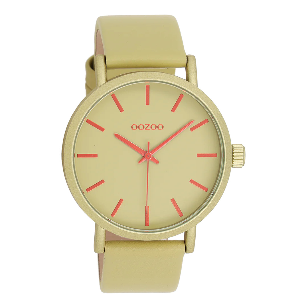 Oozoo Damenuhr C11181 Armbanduhr Olivegrün Lederband 42 mm