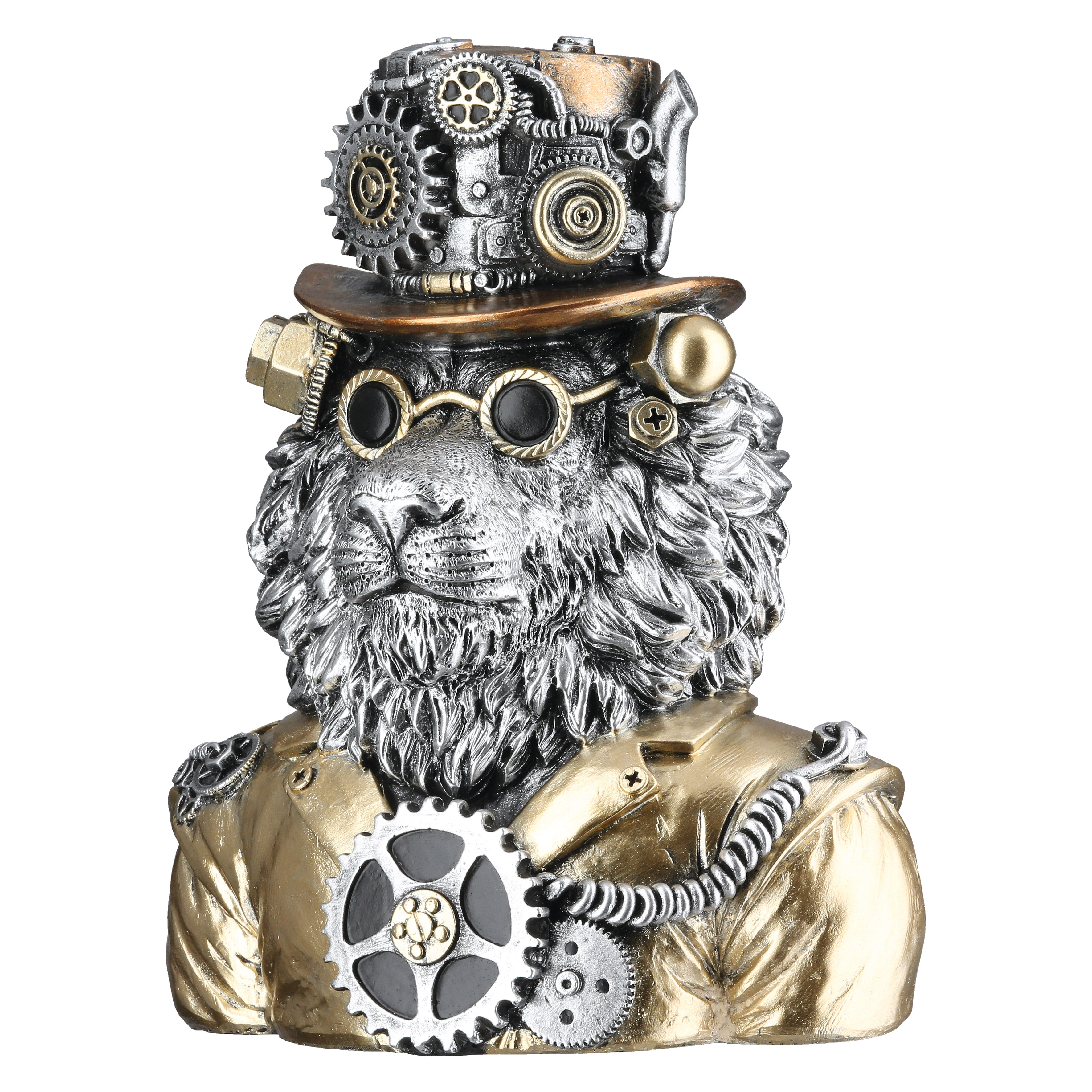 Gilde Dekofigur Löwe "Steampunk Lion" 58722 Kunstharz - 20,5 cm