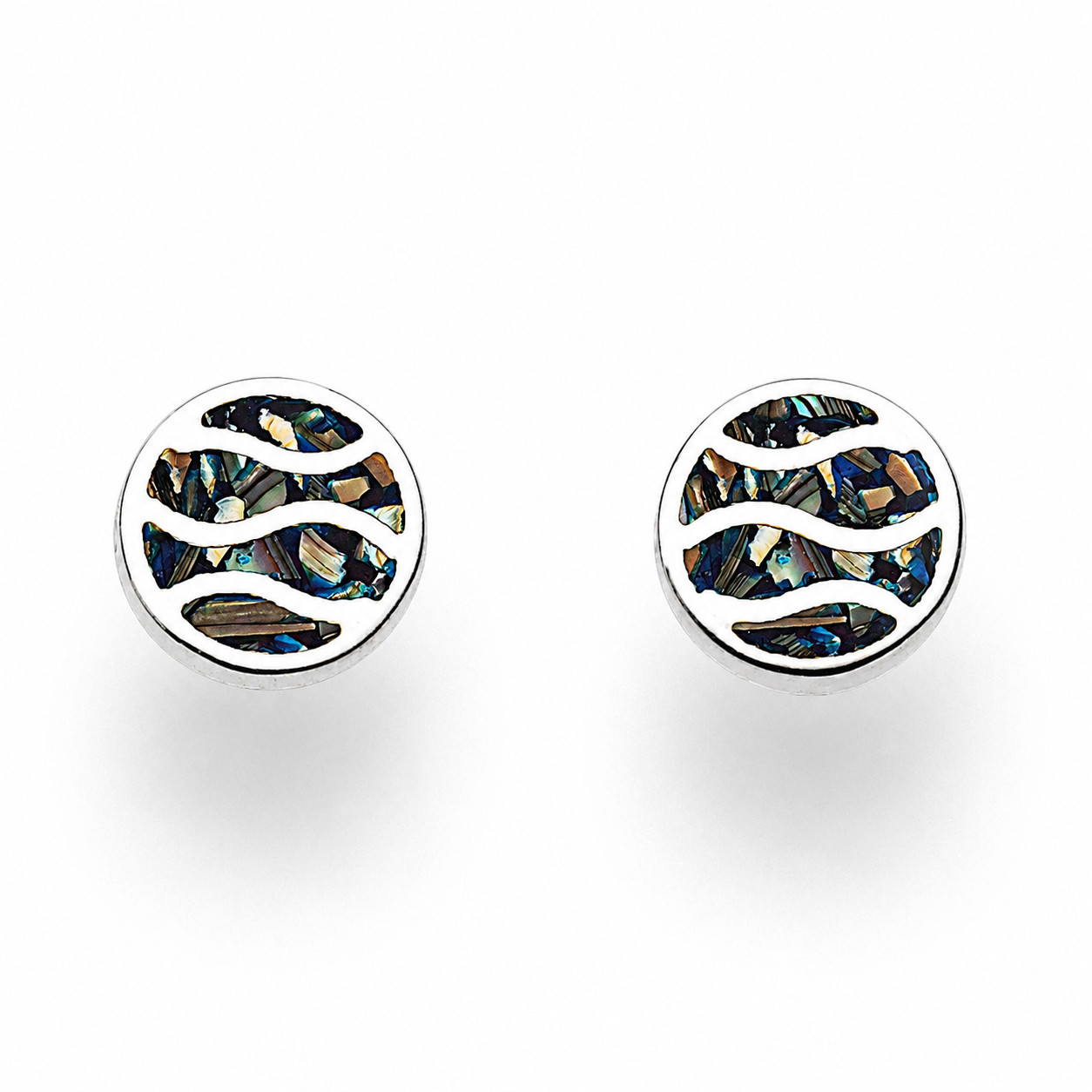 DUR Ohrstecker O5442 „Strandwellen“ – 925 Silber mit Mosaik-Seeopal 8 mm