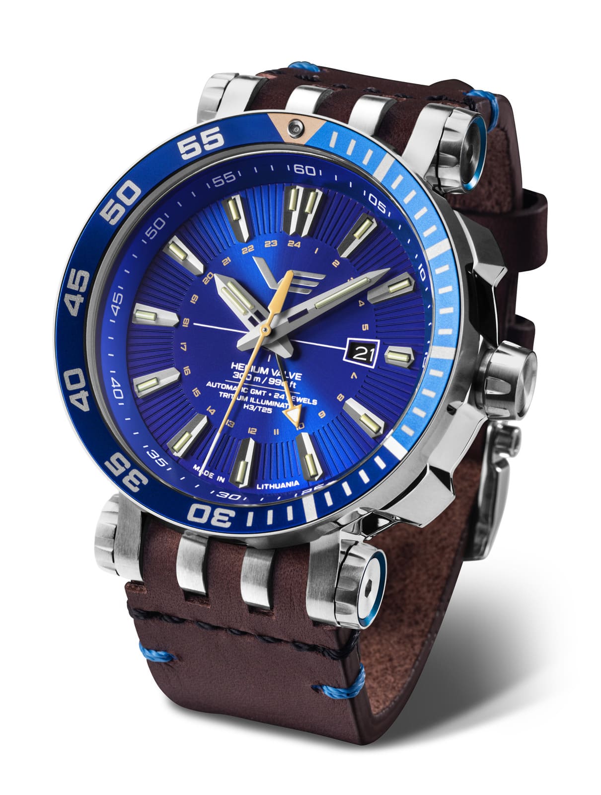 Vostok Europe Energia Rocket Automatikuhr 575A716-LSB – Blau 48 mm mit Leder- & Silikonband 30 ATM