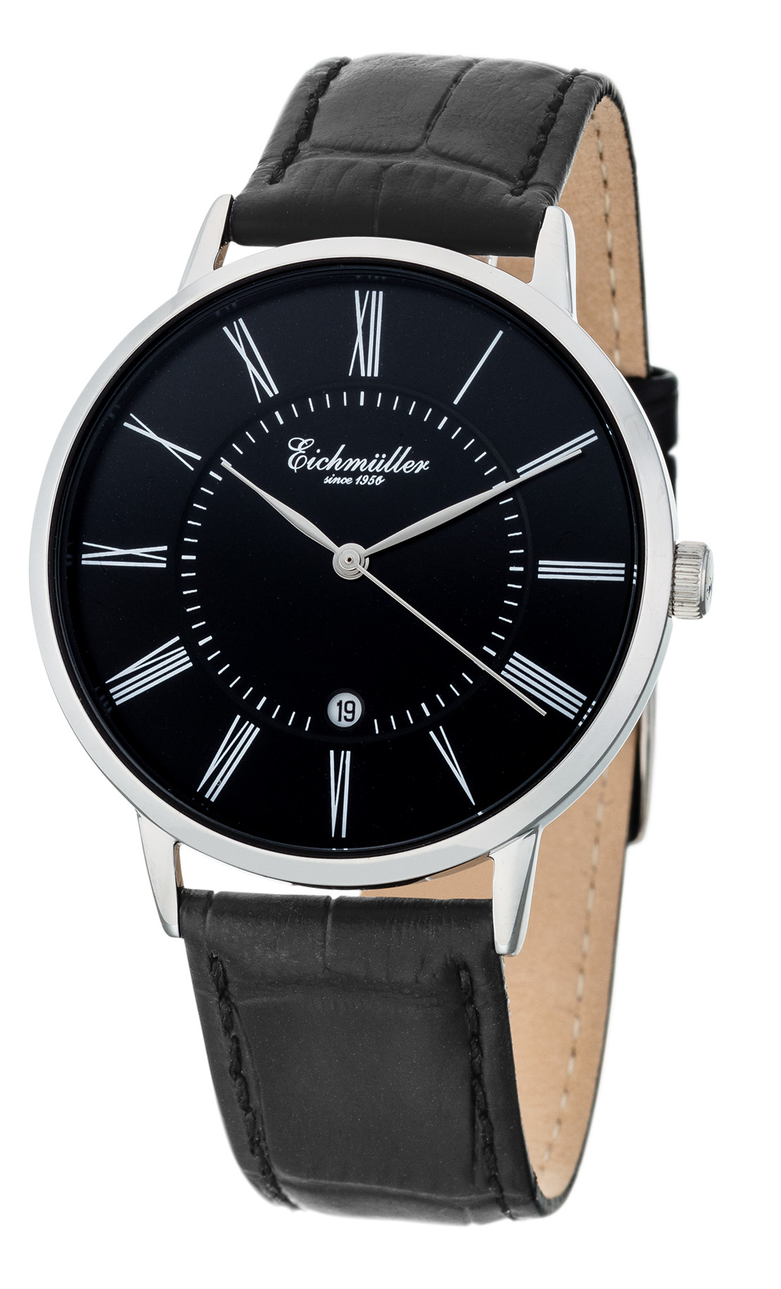 Eichmüller Slim Herrenuhr 3032-01 Schwarz Lederband 41 cm