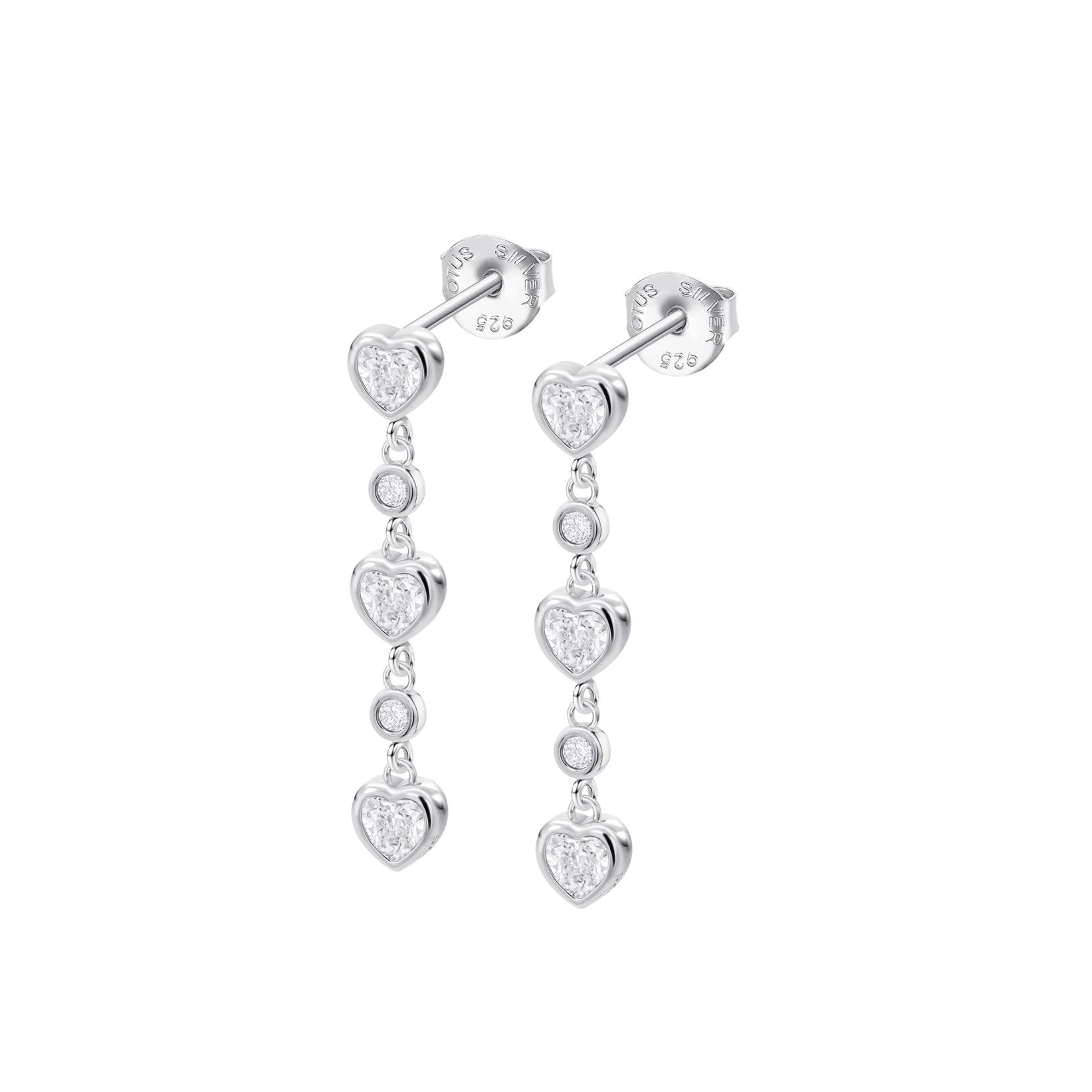 Lotus Silver Ohrstecker LP3925-4/1 Herzen – 925 Silber Zirkonia Damen 3 cm