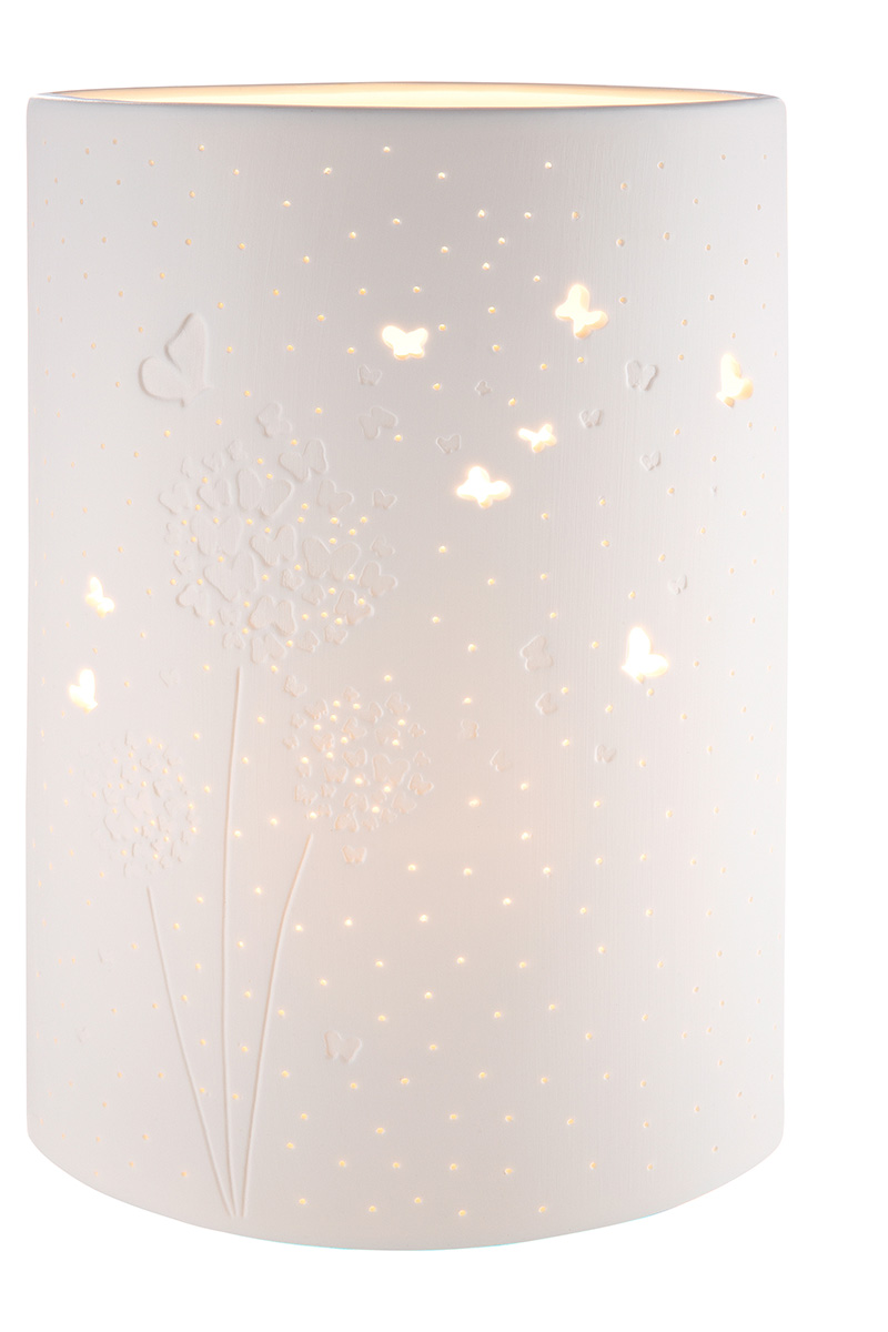 Gilde Tischleuchte 32318 – „Pusteblume“ Porzellan weiß E14 28,5 cm