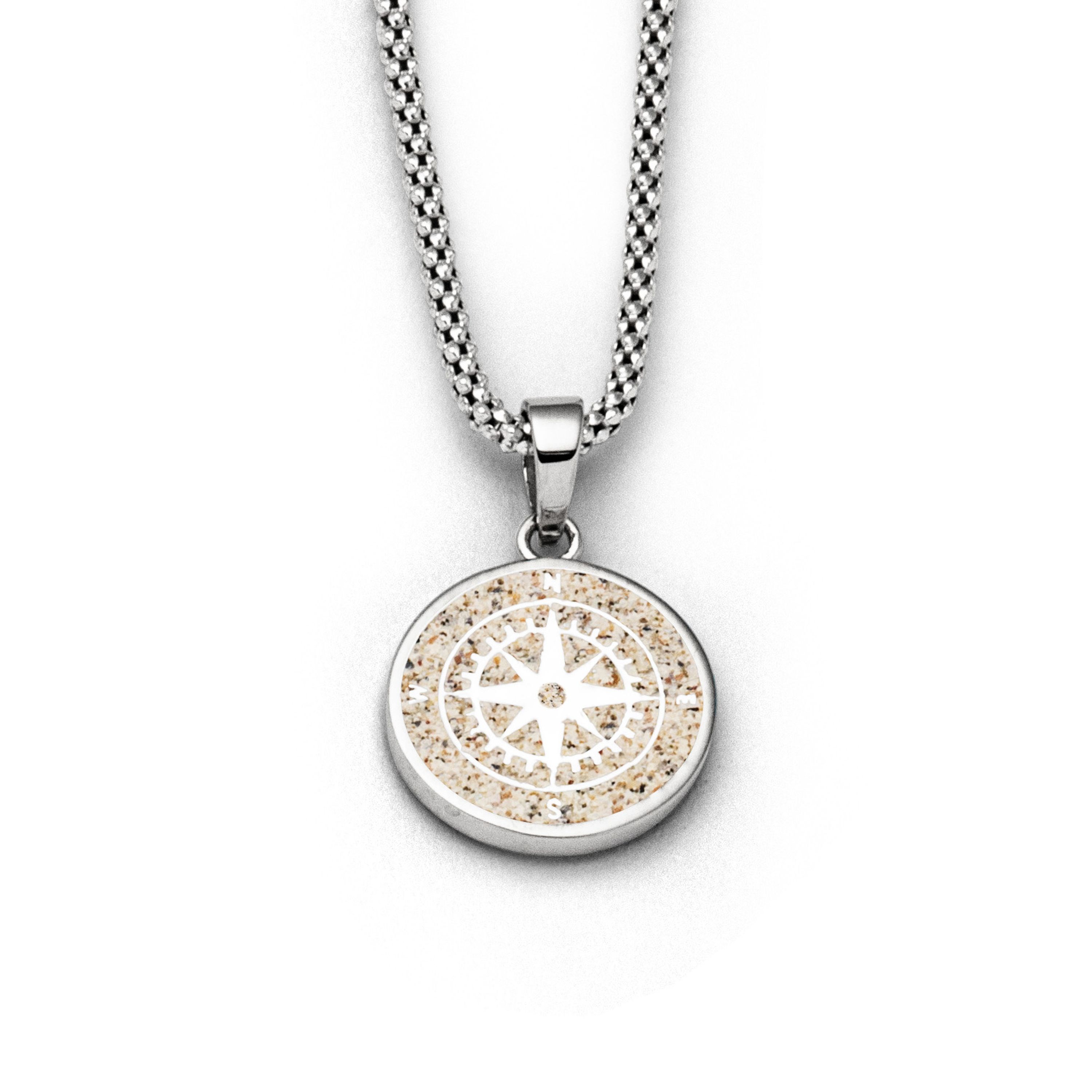 DUR Anhänger P4050 „Kompassrose 2.0" 925er Silber Strandsand 15 mm