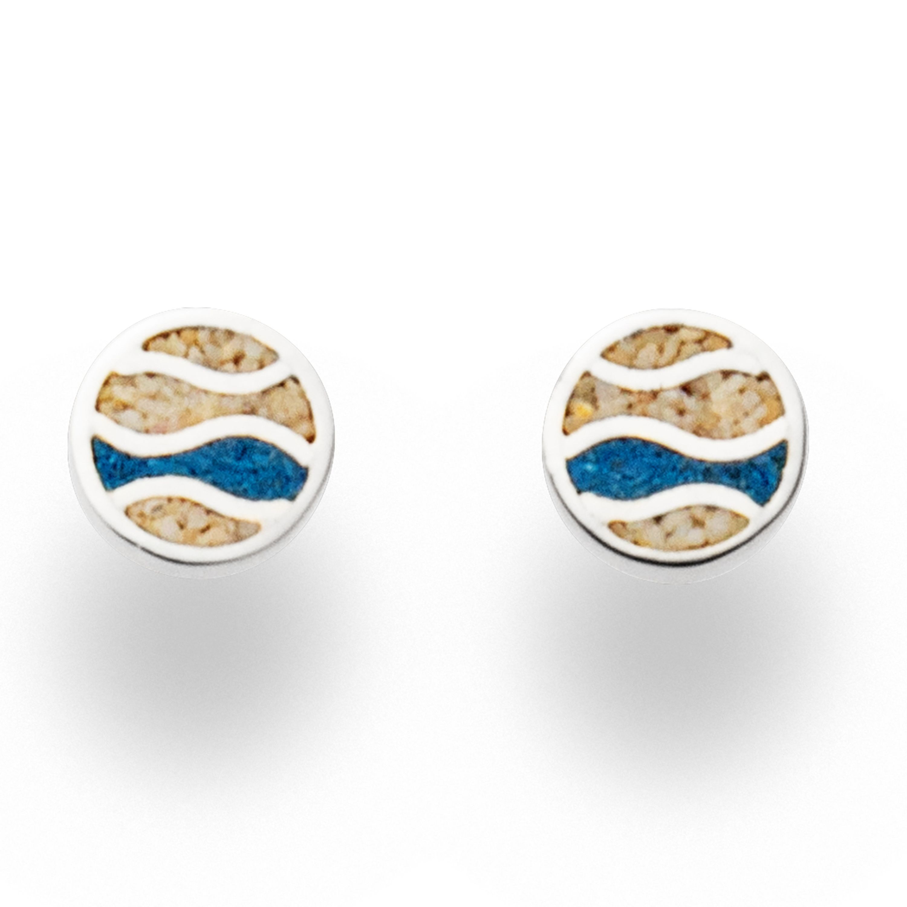 DUR Ohrringe Ohrstecker O5138 „Strandwellen" Silber Strandsand 8 mm