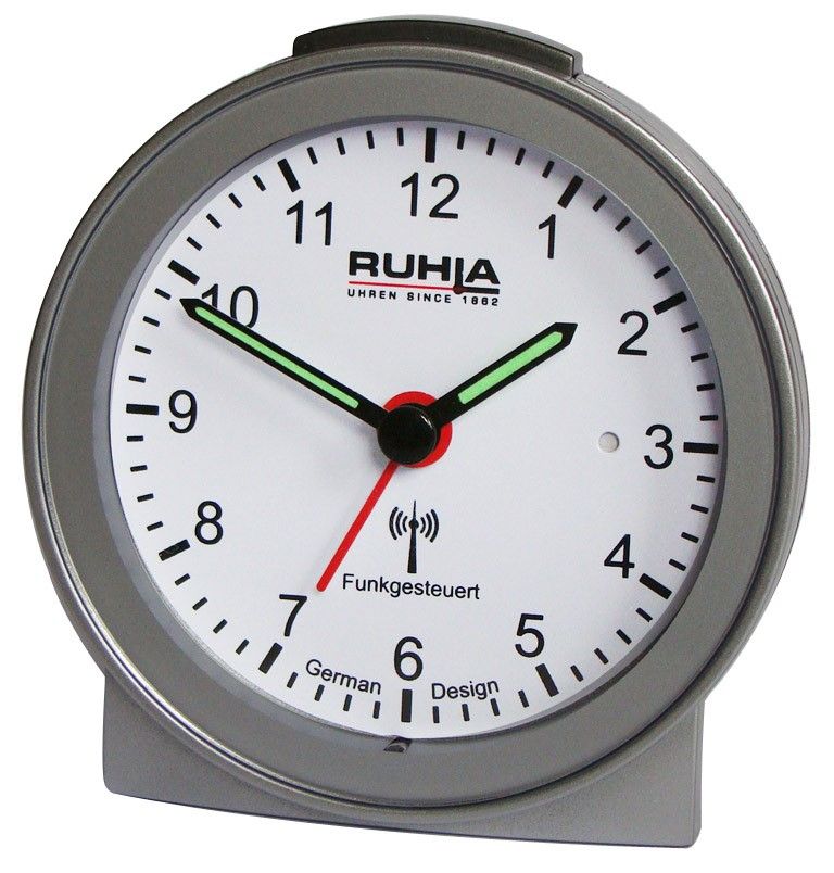 UMR Ruhla Funkwecker "no tick" 256-2 Analog Silberfarben