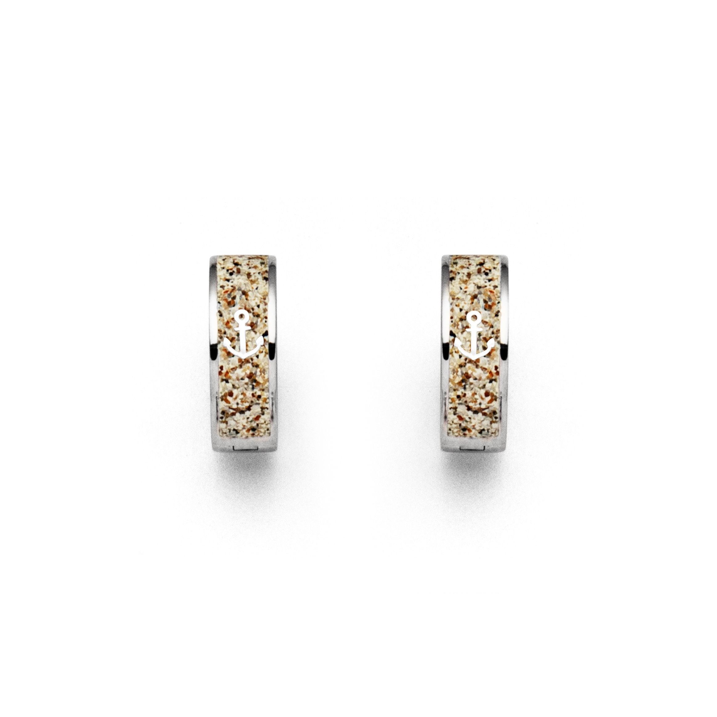DUR Ohrringe Creolen O5088 „Anker" Silber Strandsand 5x15 mm