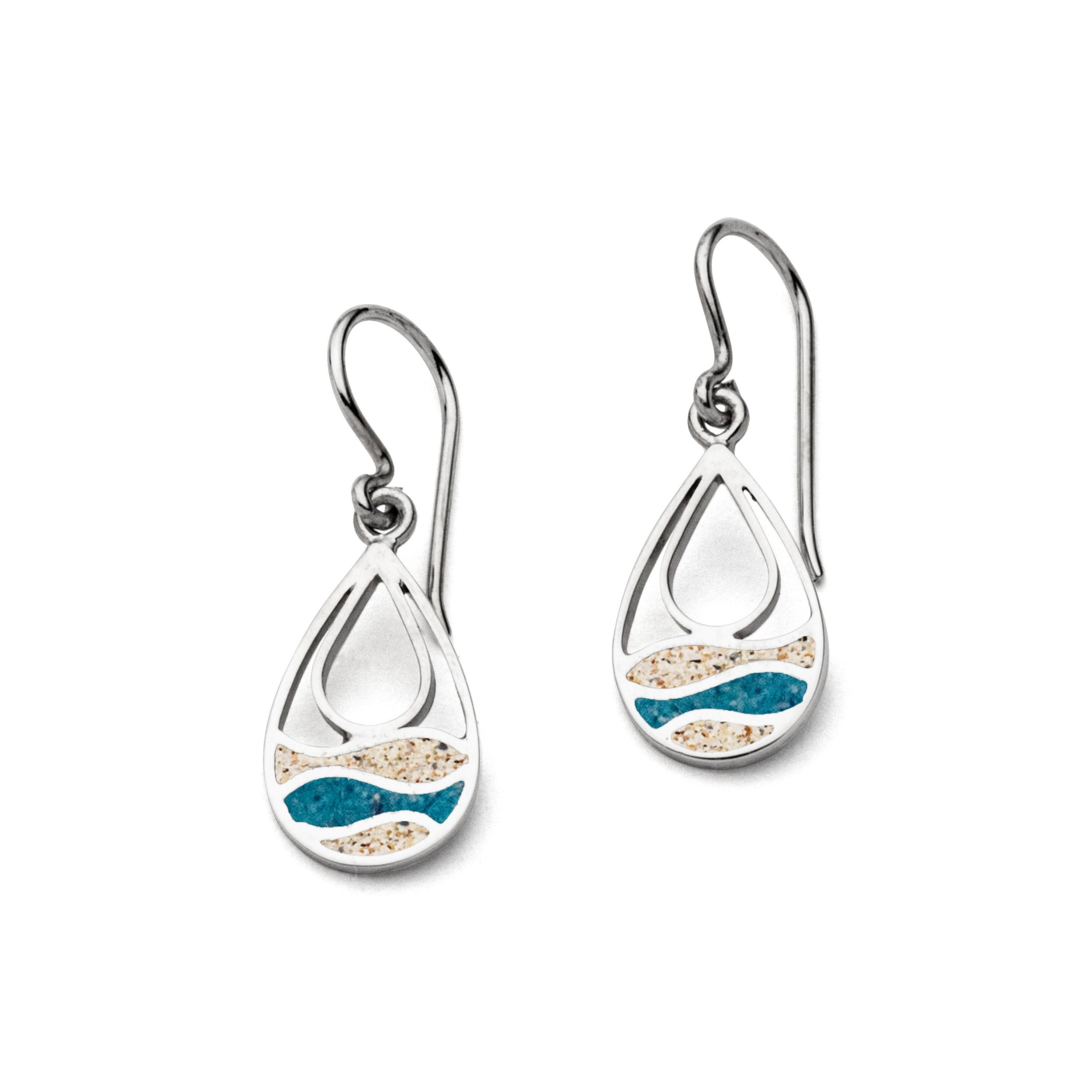 DUR Ohrringe O5733 „Strandwellen" Drop Strandsand/Blauer Steinsand 11,7x33 mm