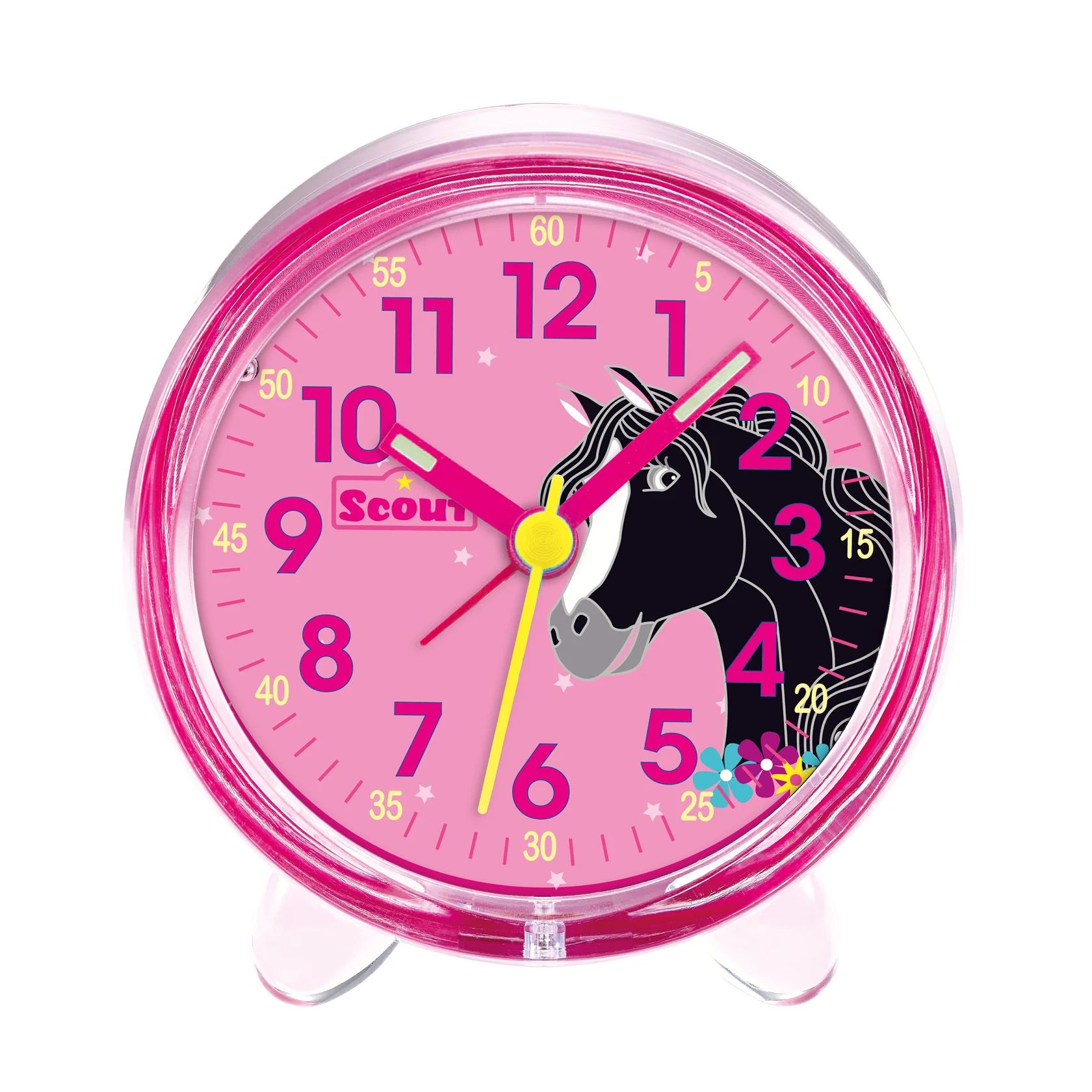 Scout Kinderwecker 166000015 Rosa Pferd – Lernwecker Kinder mit Licht & Schlummerfunktion