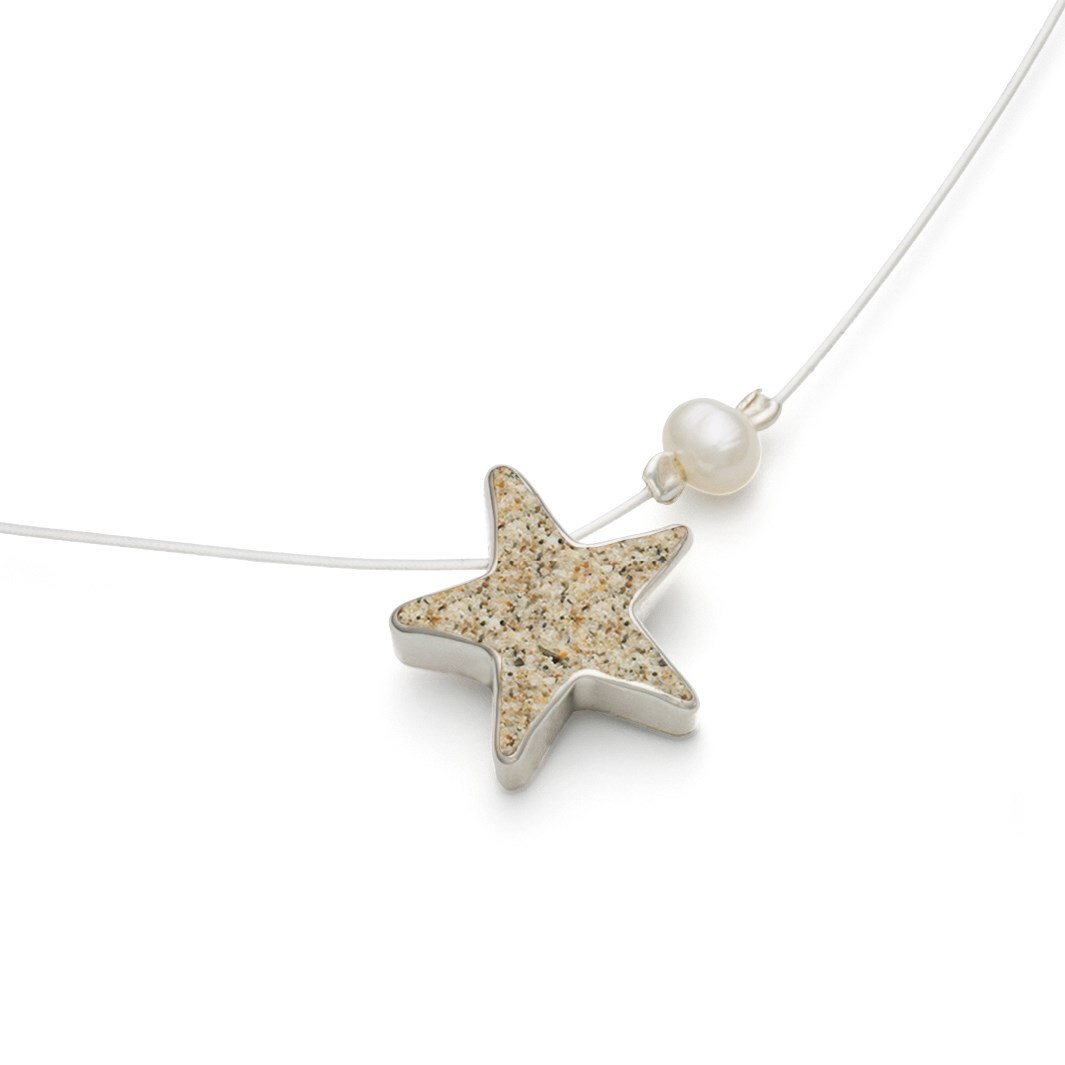 DUR Halskette K2595 „Sandseestern, Perle" Strandsand 42 cm