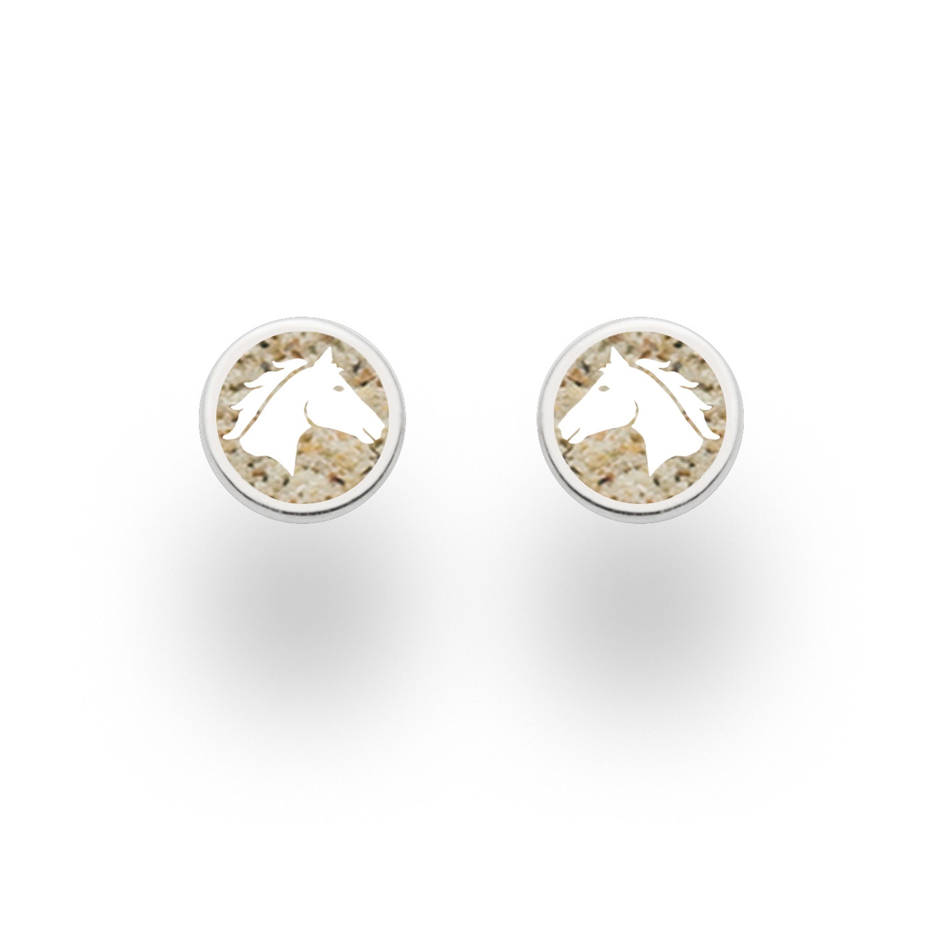 DUR Ohrringe Ohrstecker O5503 „Pferdeglück" Sandstrand Silber 8 mm