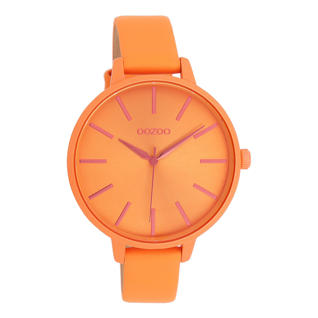 Oozoo Damen Armbanduhr C11187 Lederband Orange 42 mm