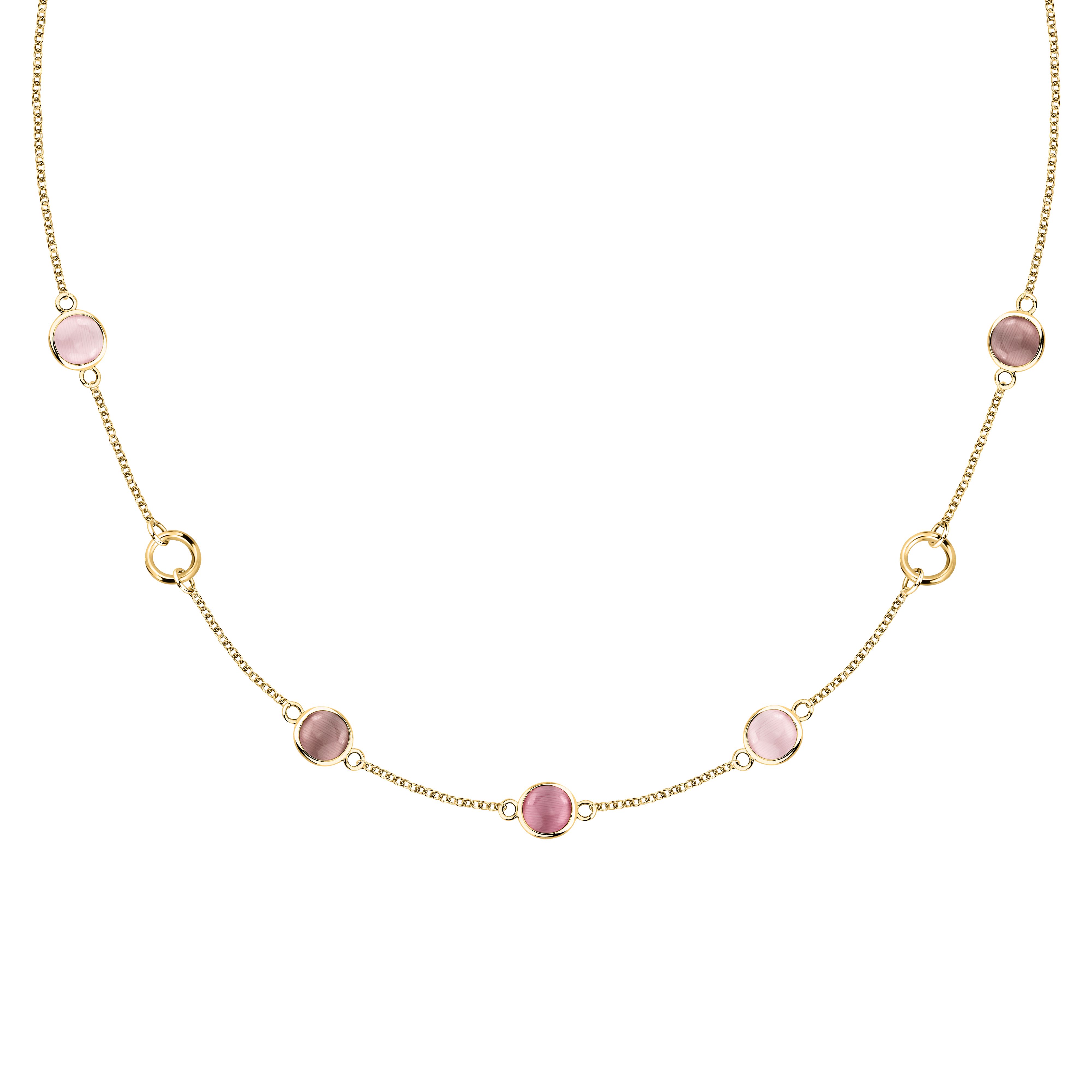 Morellato Venezia Halskette SAZM13 – Vergoldetes 925 Silber mit pinken Katzenaugensteinen 45 cm