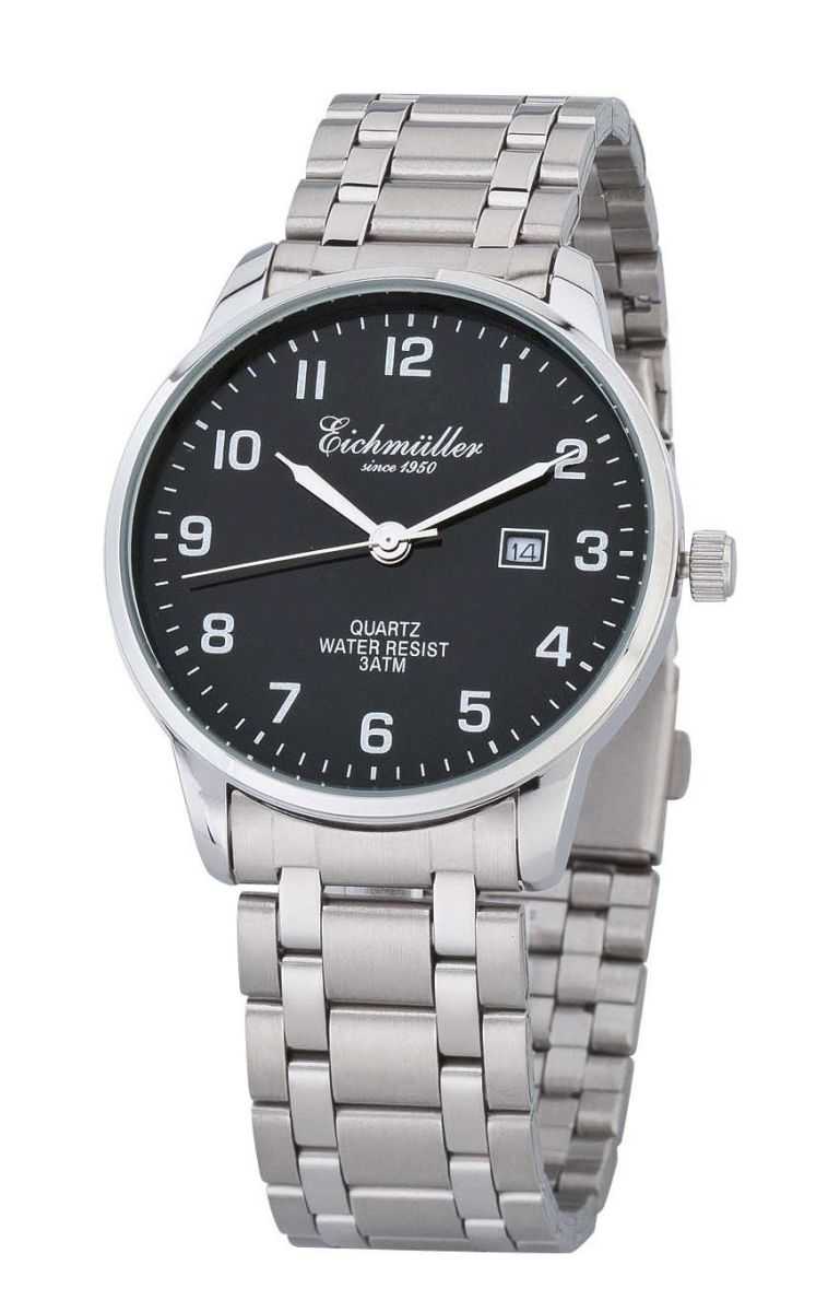 Eichmüller Herrenuhr 7030-02 silberfarben/schwarz Metallband 40 mm