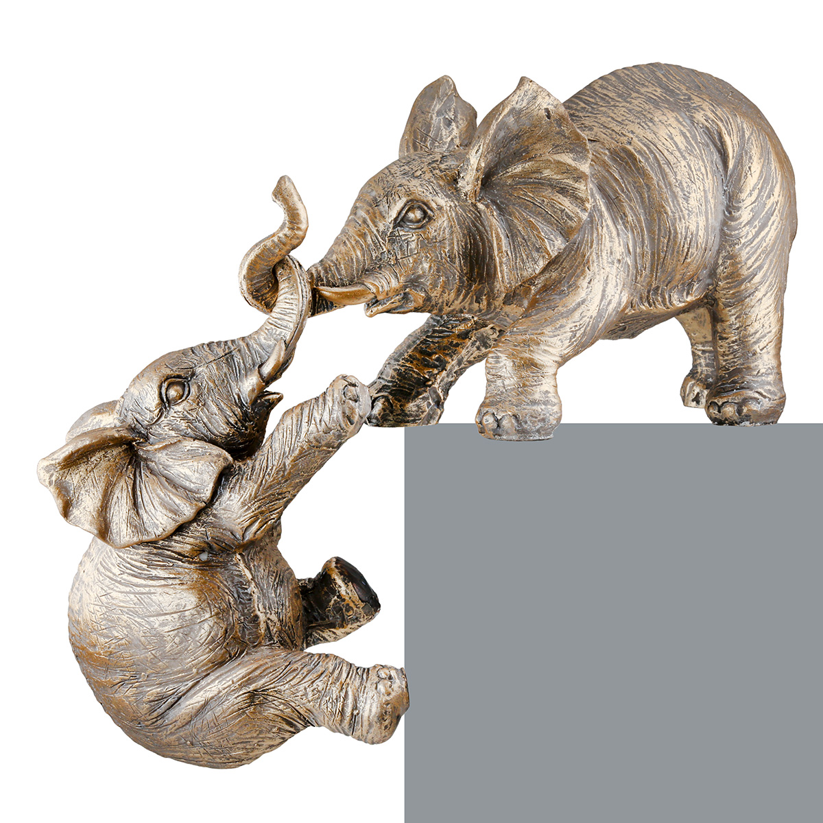 Gilde Dekofigur 51799 – Elefant Kantensitzer bronzefarben 29,5 cm