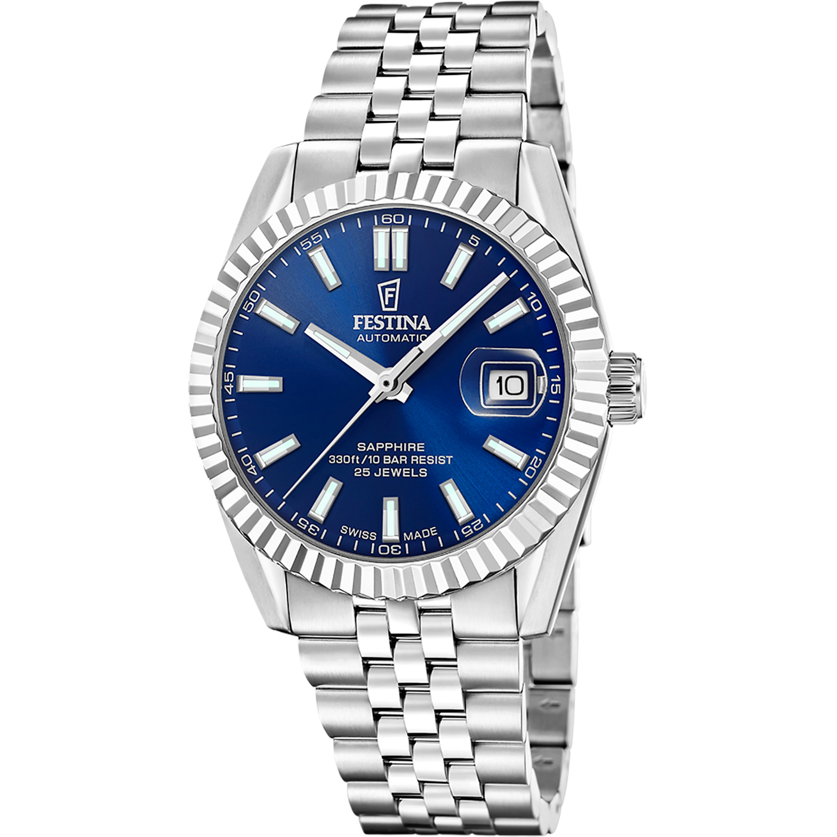 Festina Swiss Made Automatikuhr F20090-2 – Blaues Zifferblatt Edelstahl 41 mm